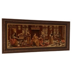 Vintage Large Tapestry Style Velvet Picture in Large Wooden Frame