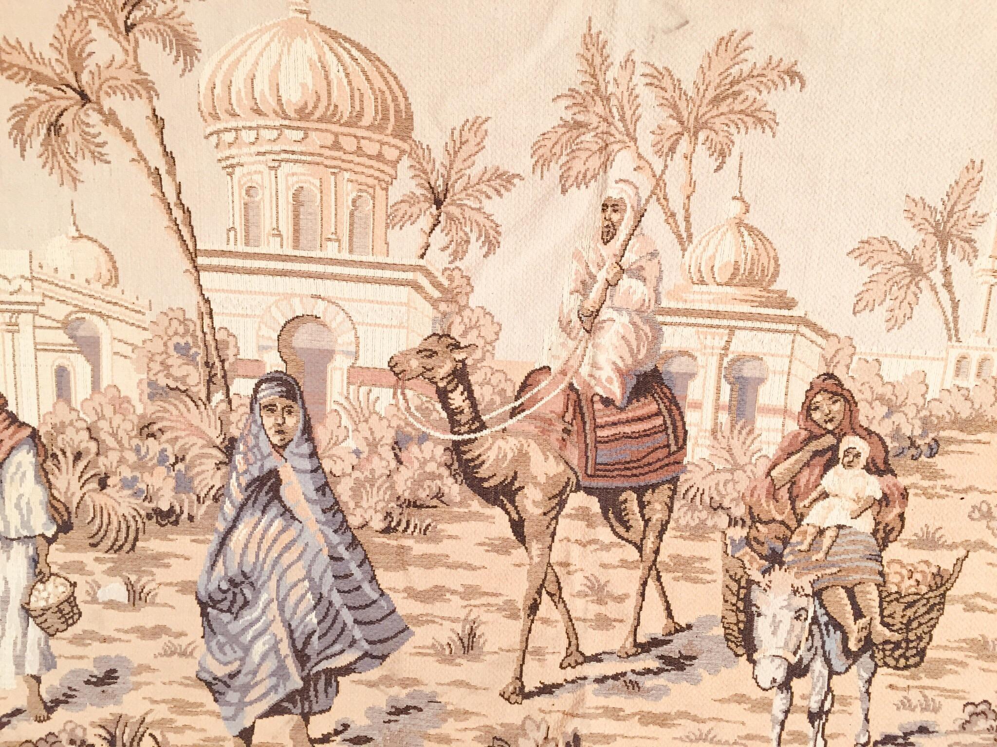 Large Tapestry with an 19th Century Orientalist Scene and Moorish Architecture For Sale 4