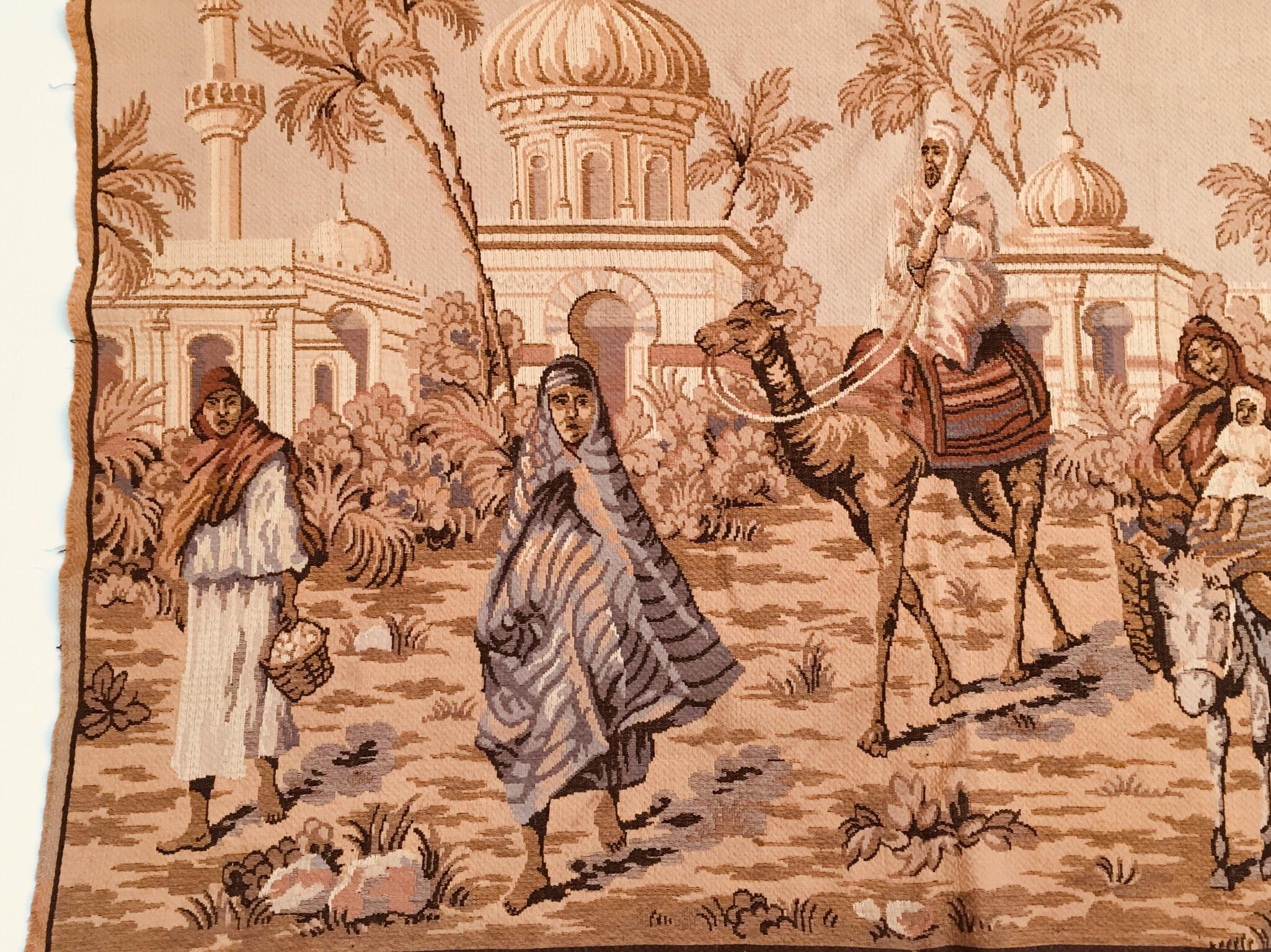 Large Tapestry with an 19th Century Orientalist Scene and Moorish Architecture For Sale 6