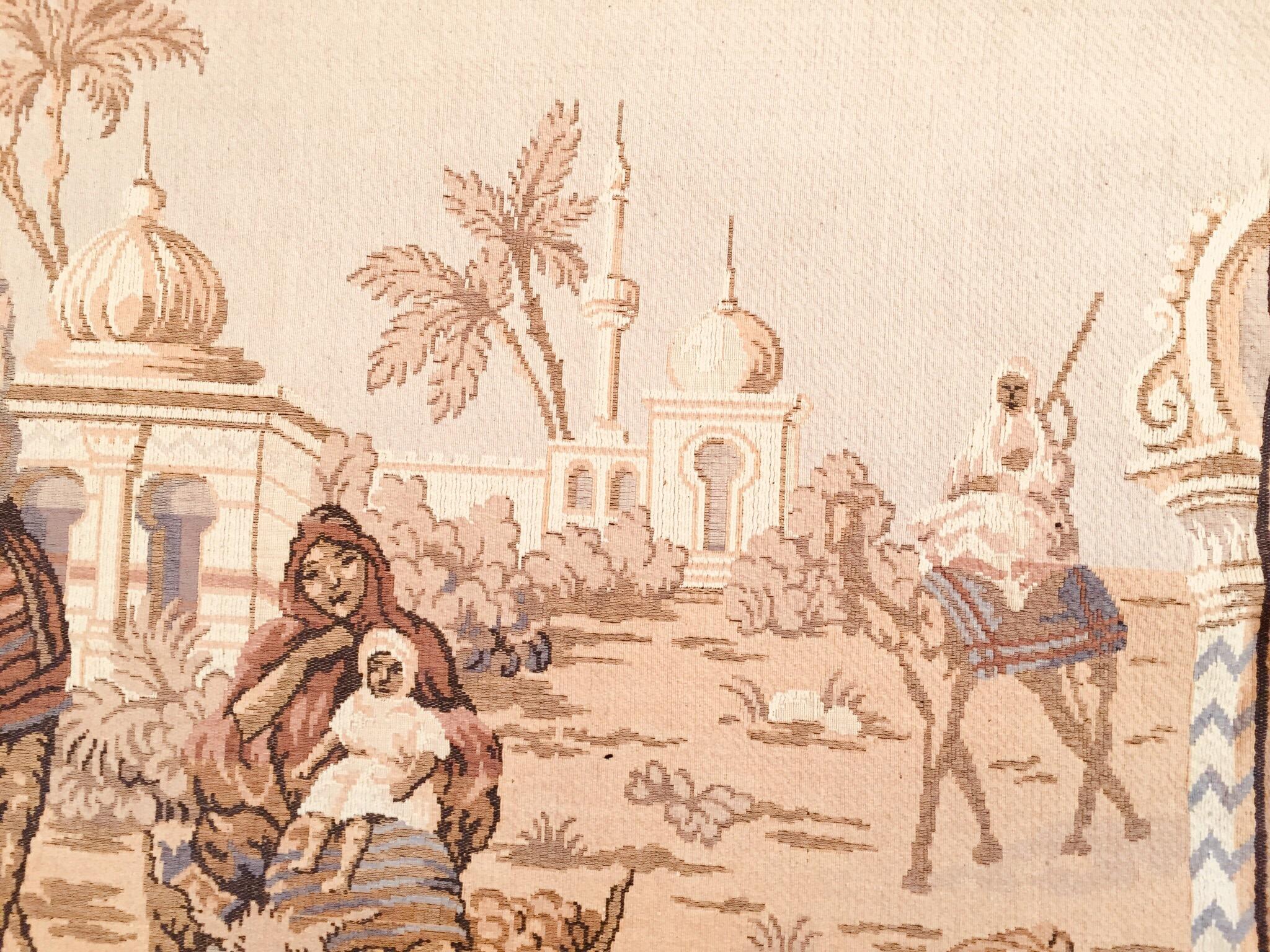 Large Tapestry with an 19th Century Orientalist Scene and Moorish Architecture For Sale 1