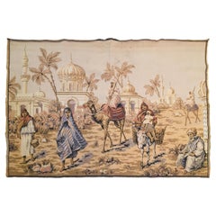 Antique Large Tapestry with an 19th Century Orientalist Scene and Moorish Architecture