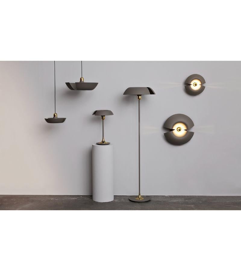 Powder-Coated Large Taupe and Gold Contemporary Pendant Lamp For Sale