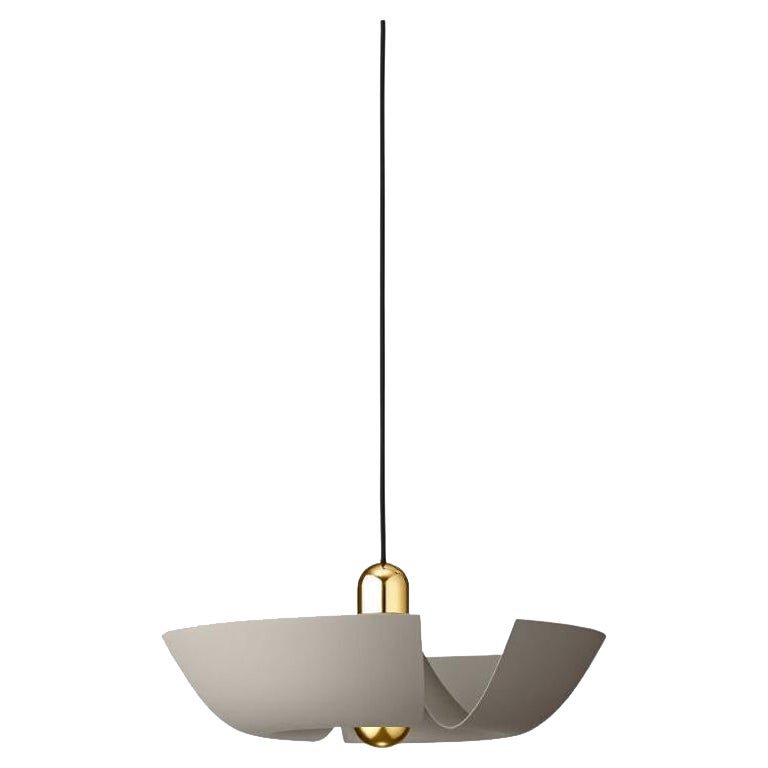 Large Taupe and Gold Contemporary Pendant Lamp