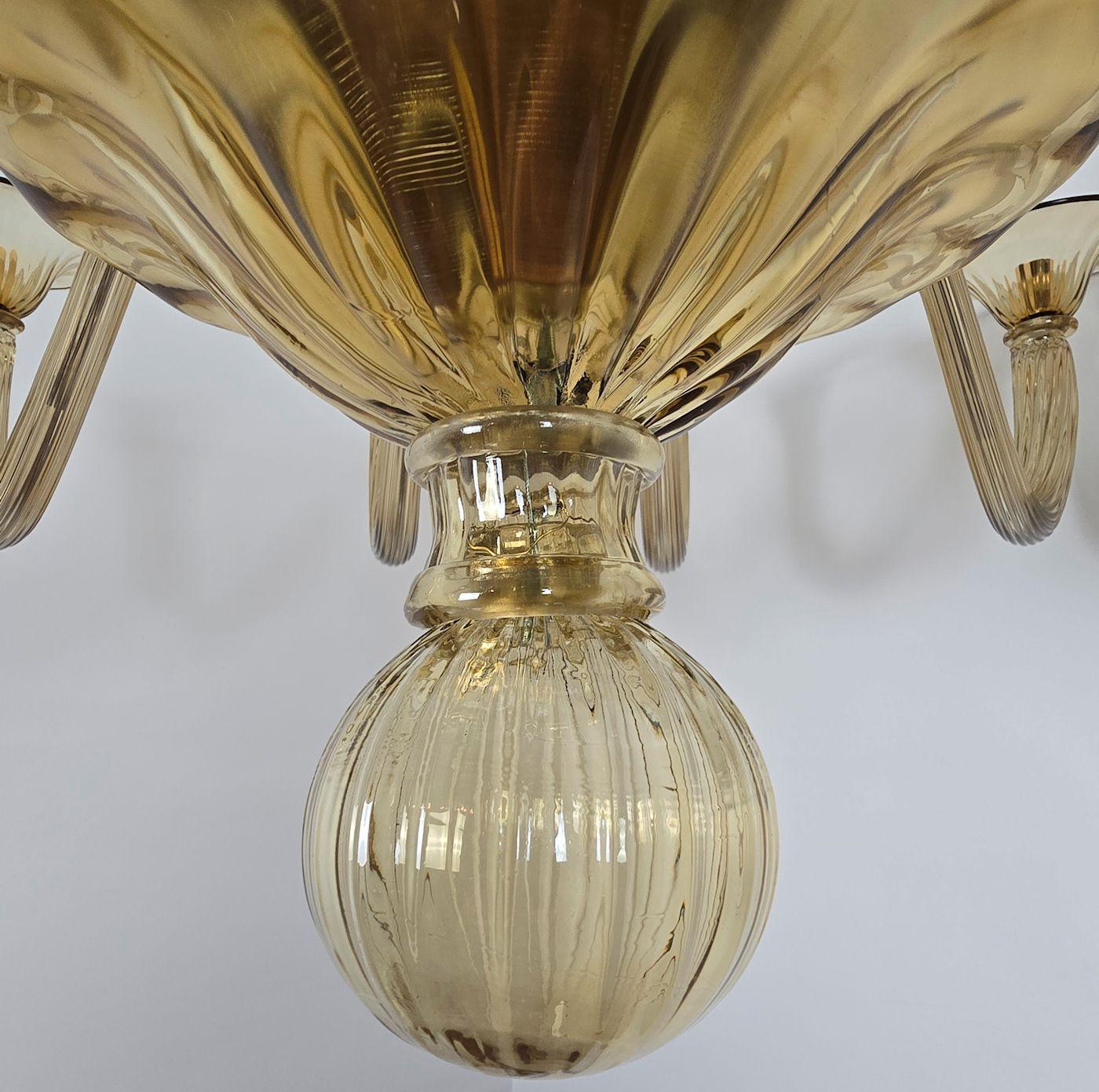 Large Taupe color Murano glass chandelier For Sale 4