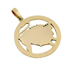 Large Taurus Diamond Zodiac Gold Charm Pendant