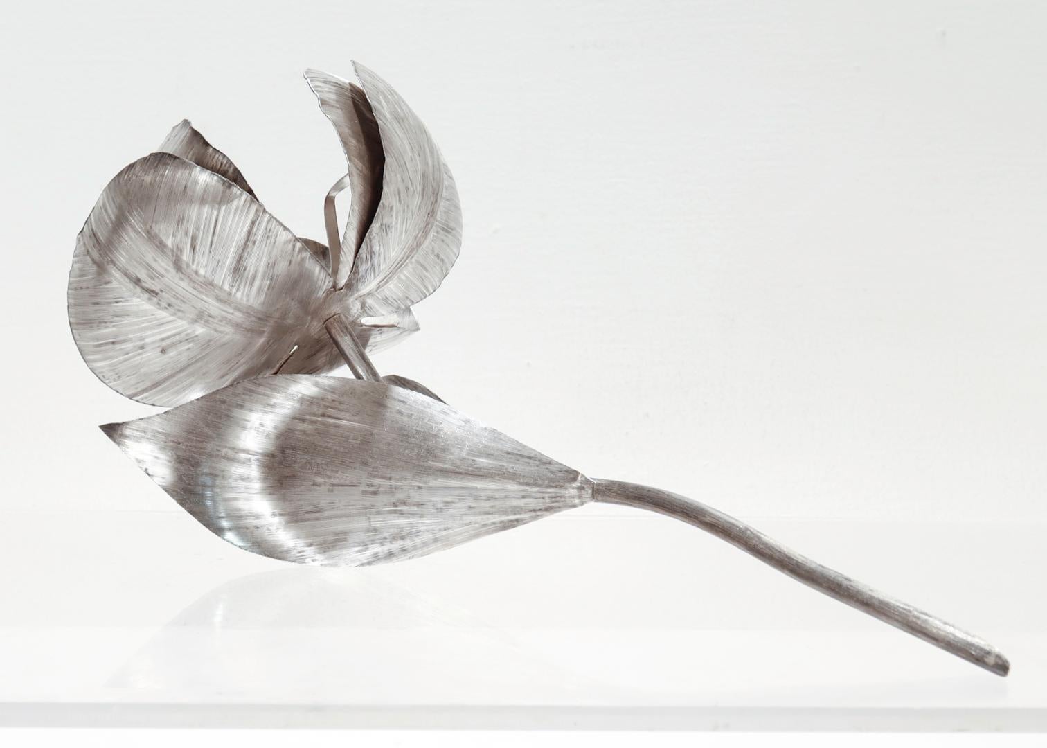 Large Taxco Sterling Silver Tulip Flower Ornament by Alfredo Vallasana for Lunt In Good Condition For Sale In Philadelphia, PA