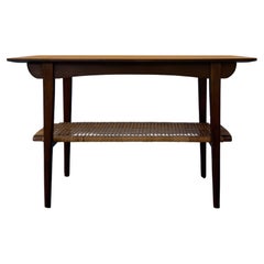 Grande table basse en teck et rotin