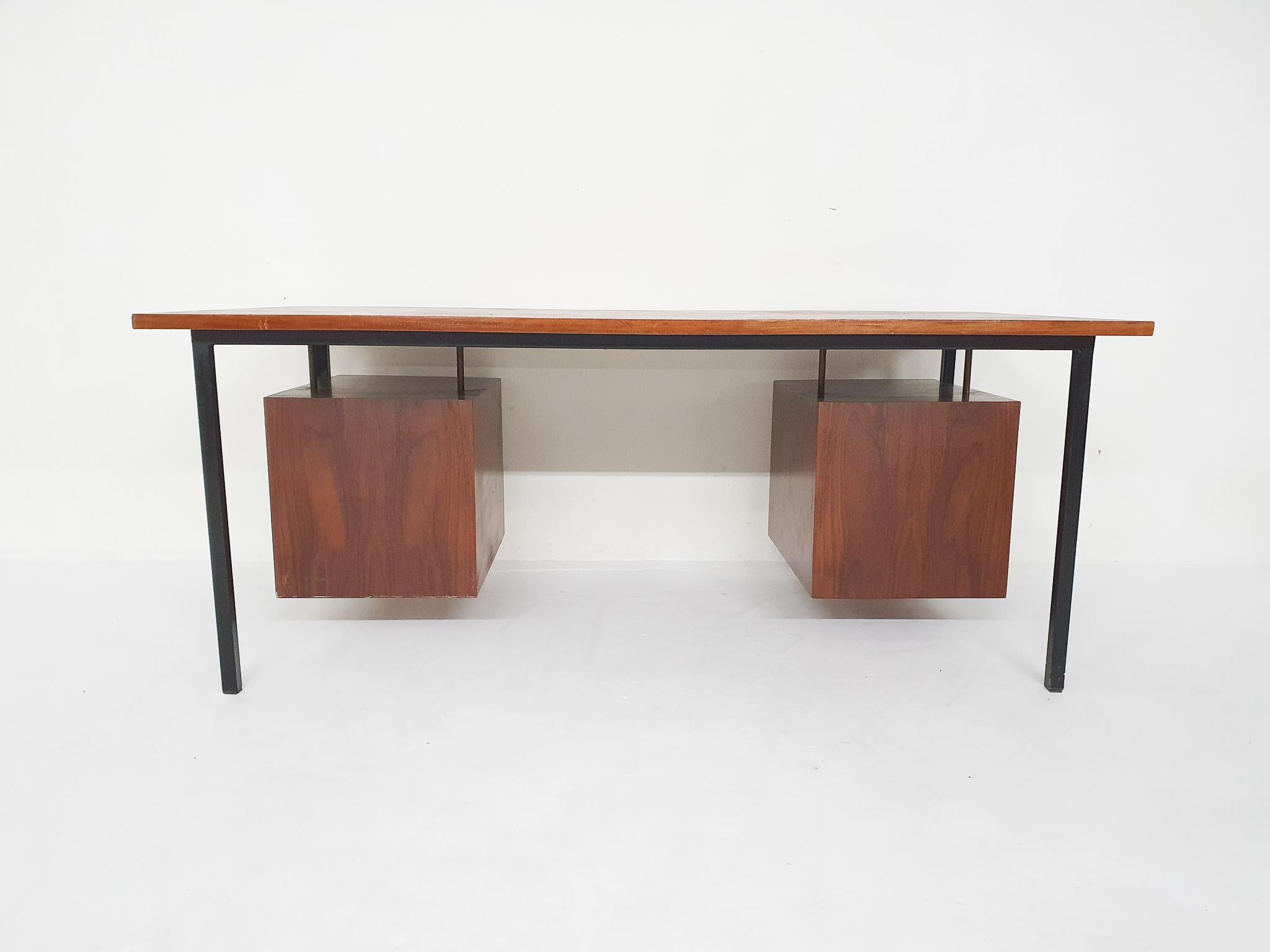Large Teak and Metal Executive Desk, the Netherlands, 1950s 3