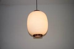 Large Teak and Opal Glass Pendant Lamp by Bent Karlby for Lyfa, Denmark, 1960s