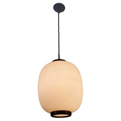 Large Teak and Opal Glass Pendant Lamp by Bent Karlby for Lyfa, Denmark, 1960s