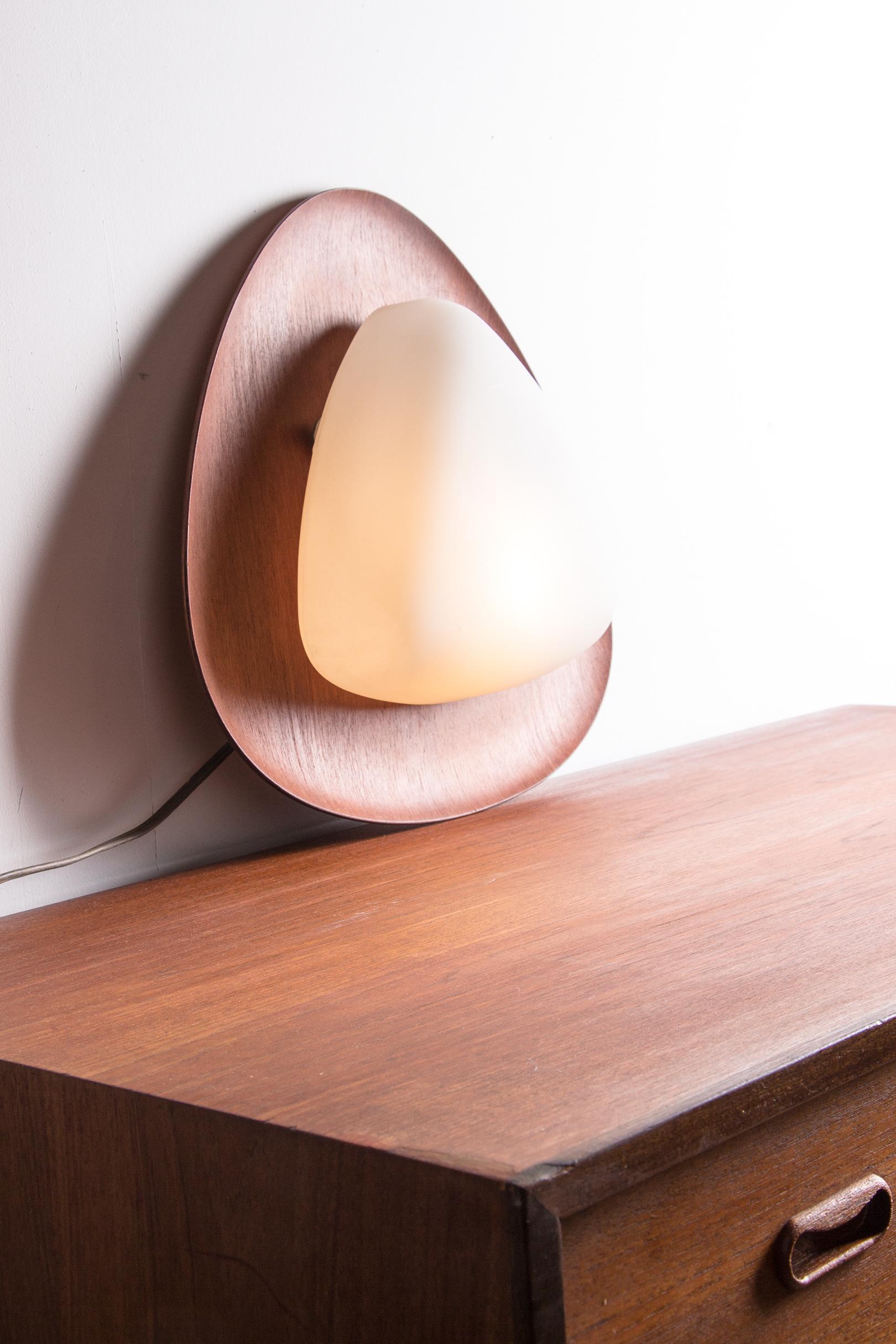Large teak and opaline wall lamp by Goggredo Regianni 1960. For Sale 5