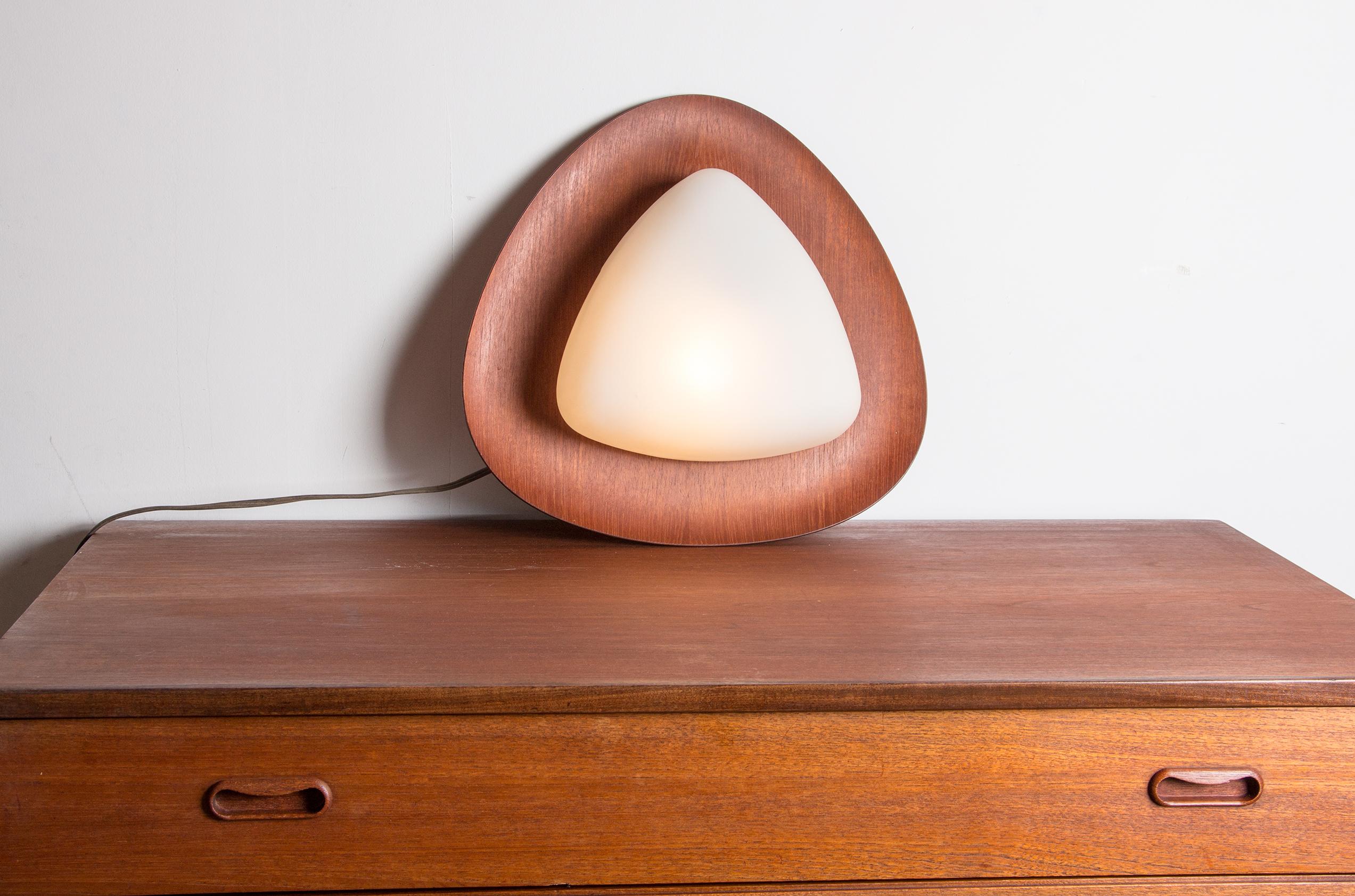Mid-20th Century Large teak and opaline wall lamp by Goggredo Regianni 1960. For Sale