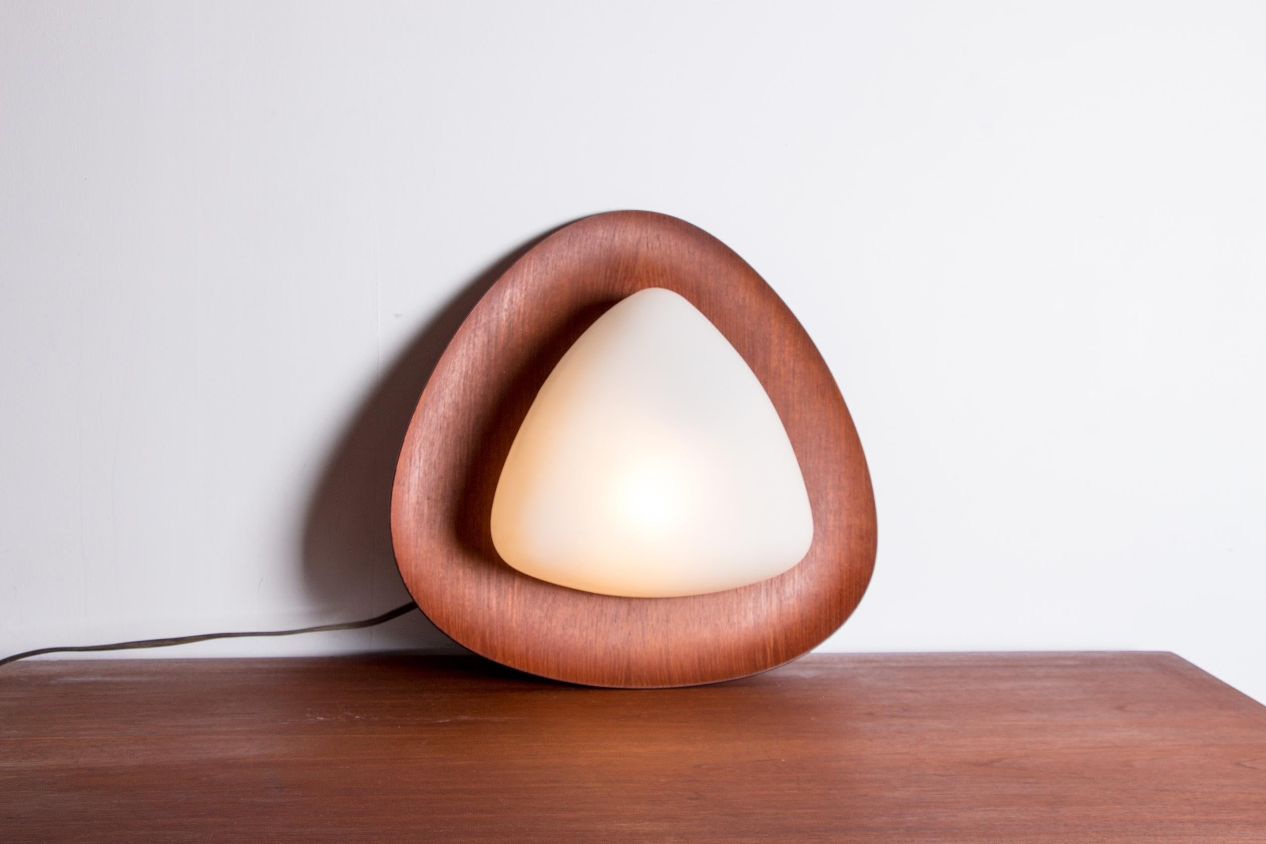 Opaline Glass Large teak and opaline wall lamp by Goggredo Regianni 1960. For Sale