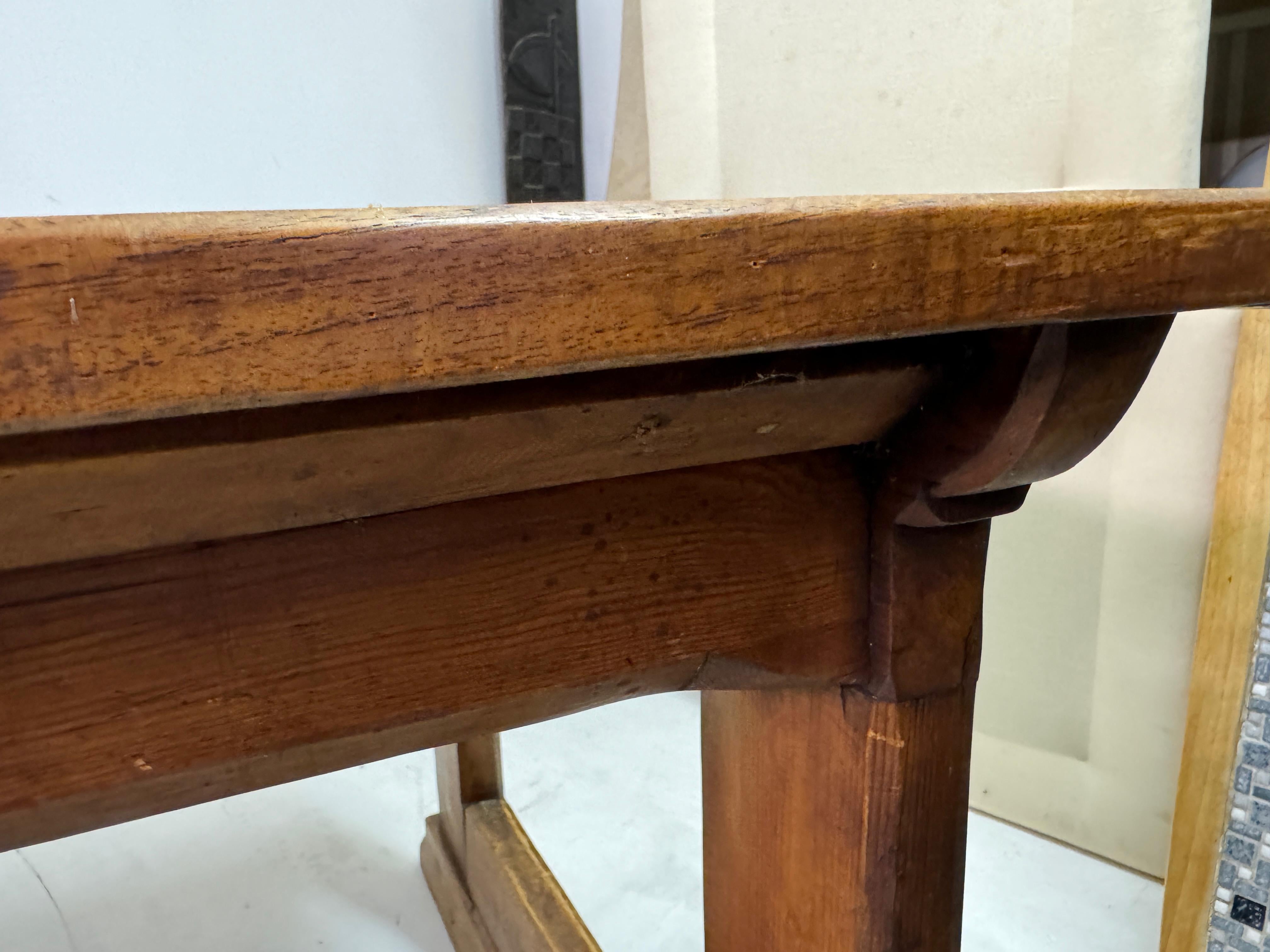 Large Teak and Pine Refectory Table For Sale 5