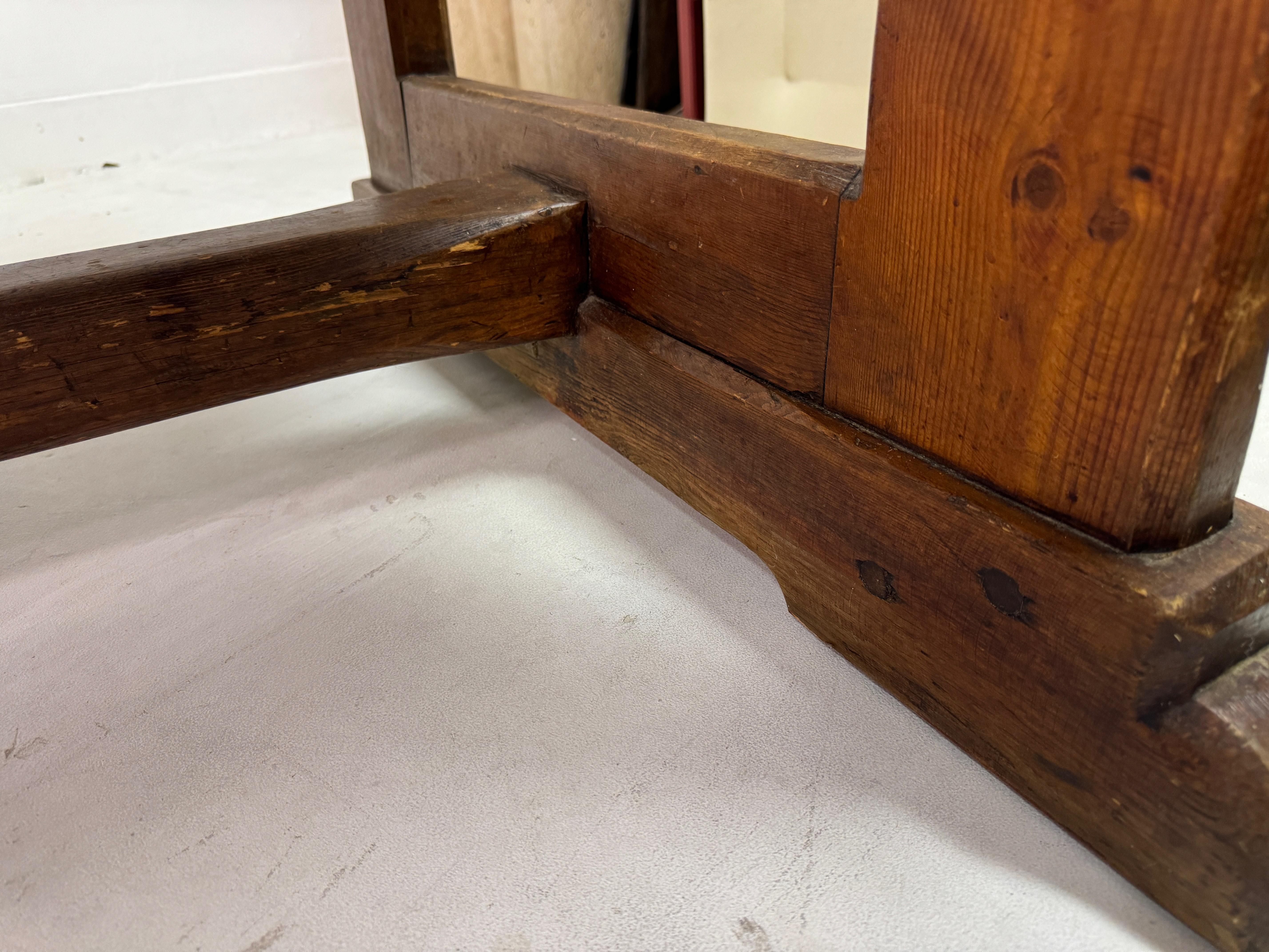 Large Teak and Pine Refectory Table For Sale 6