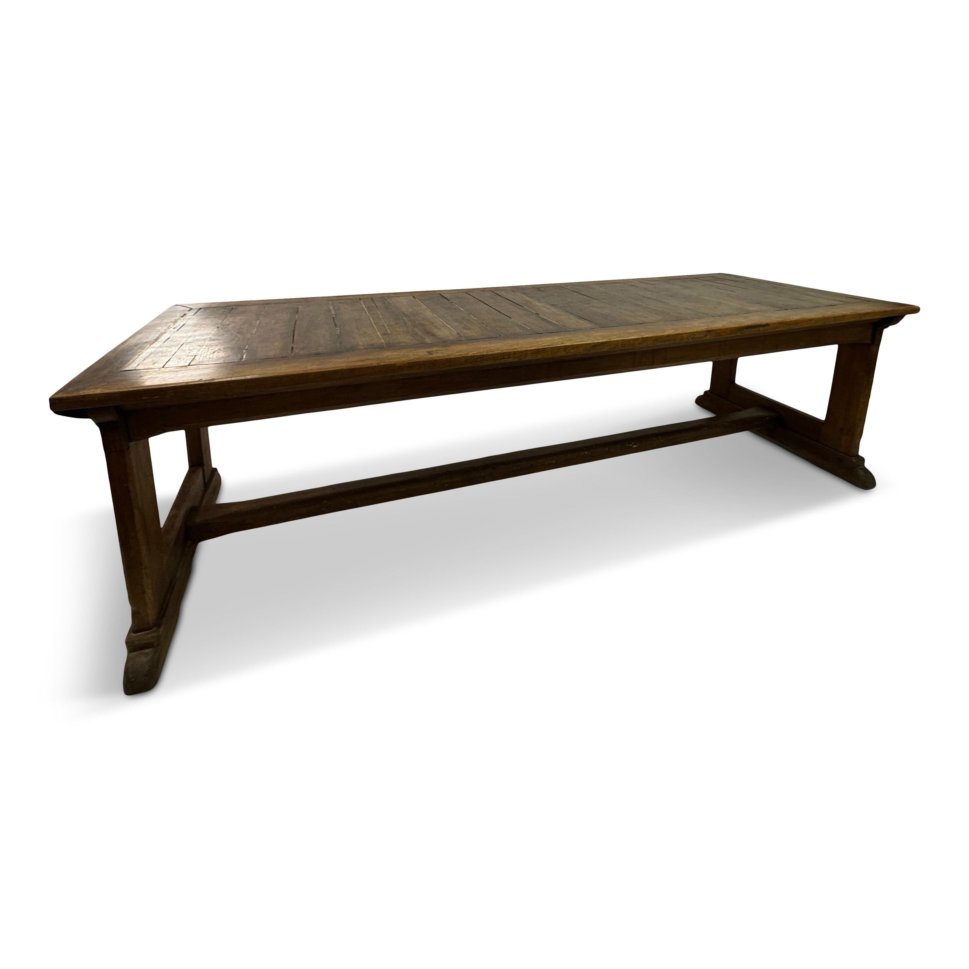 Large Teak and Pine Refectory Table For Sale 8