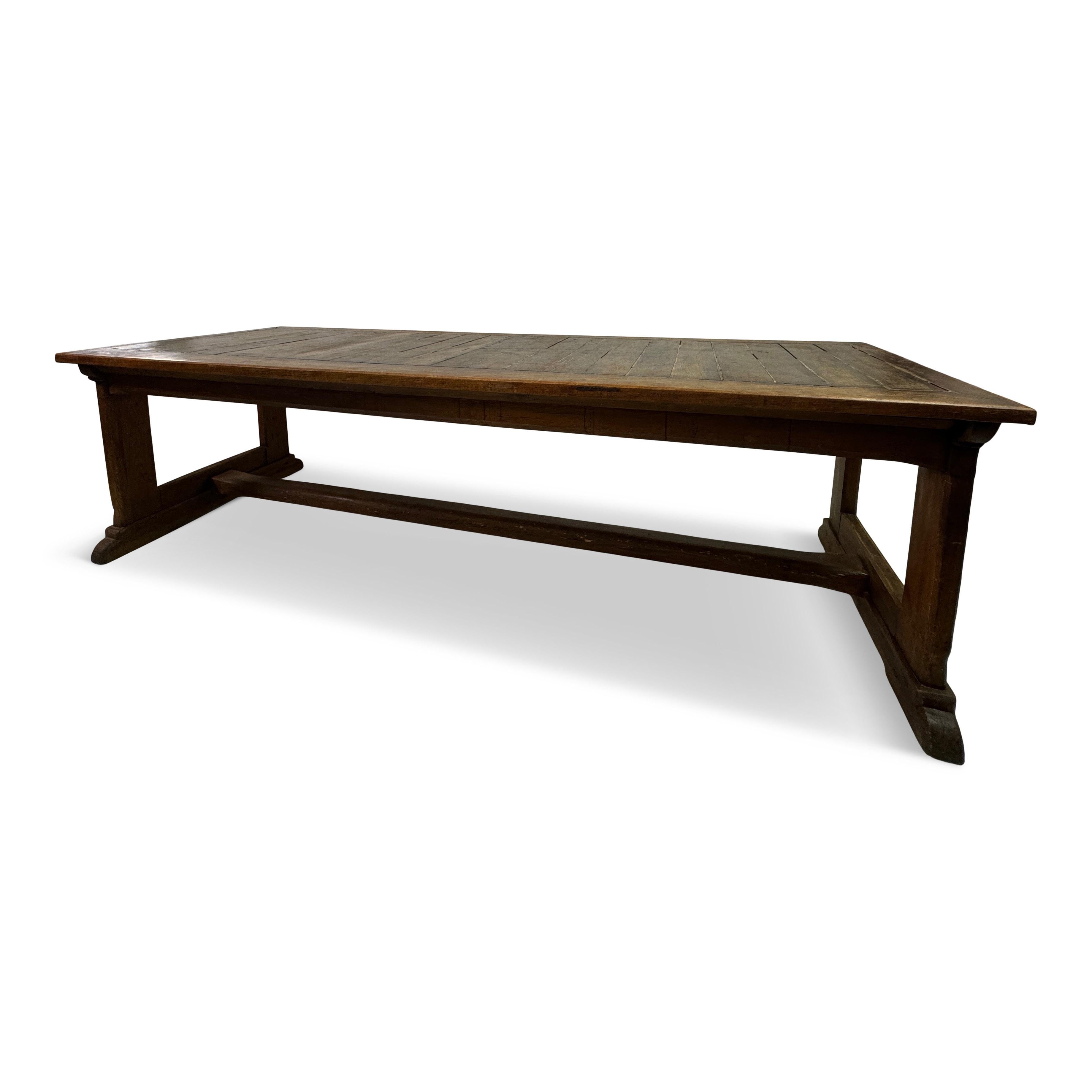 Large Teak and Pine Refectory Table For Sale 9