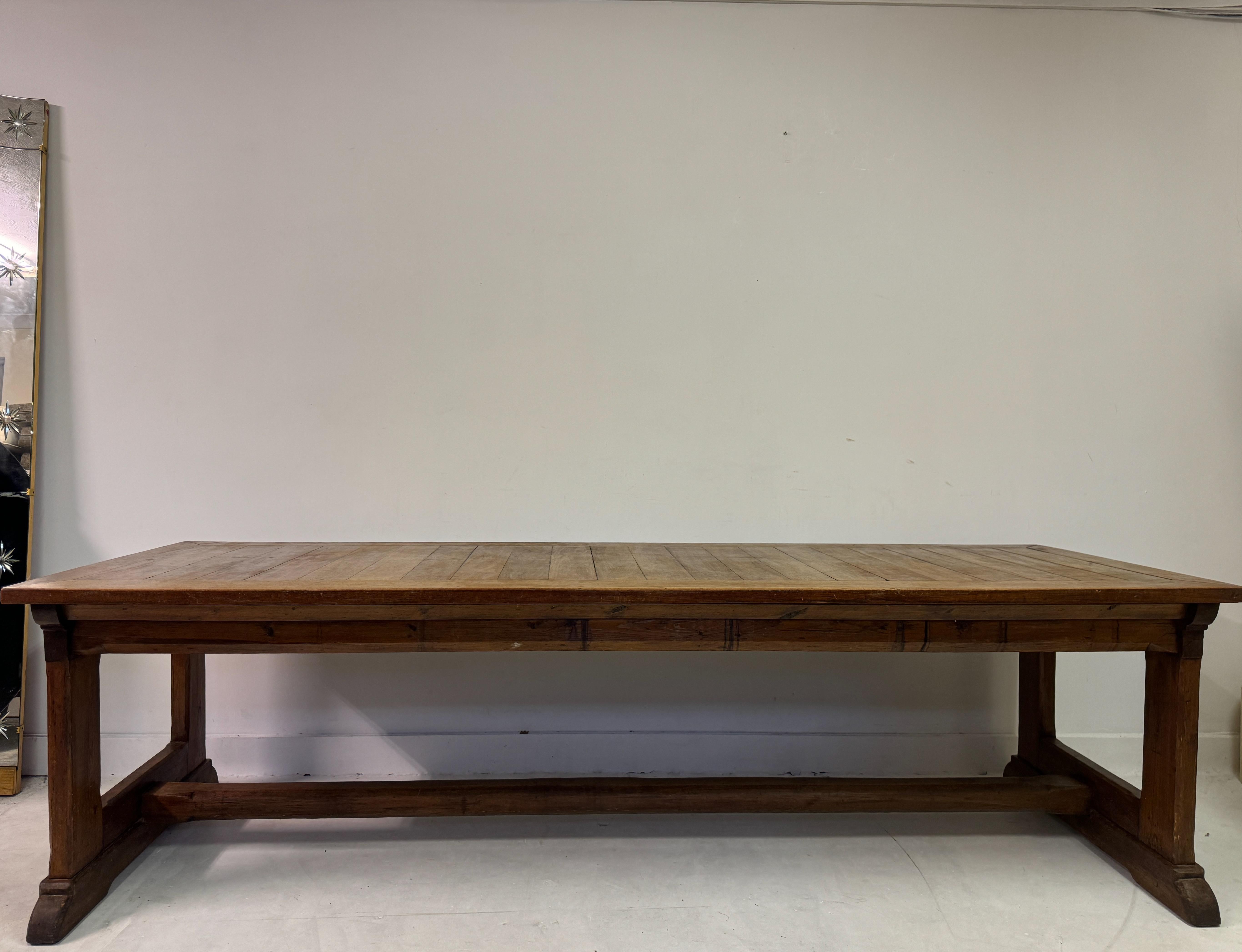 British Large Teak and Pine Refectory Table