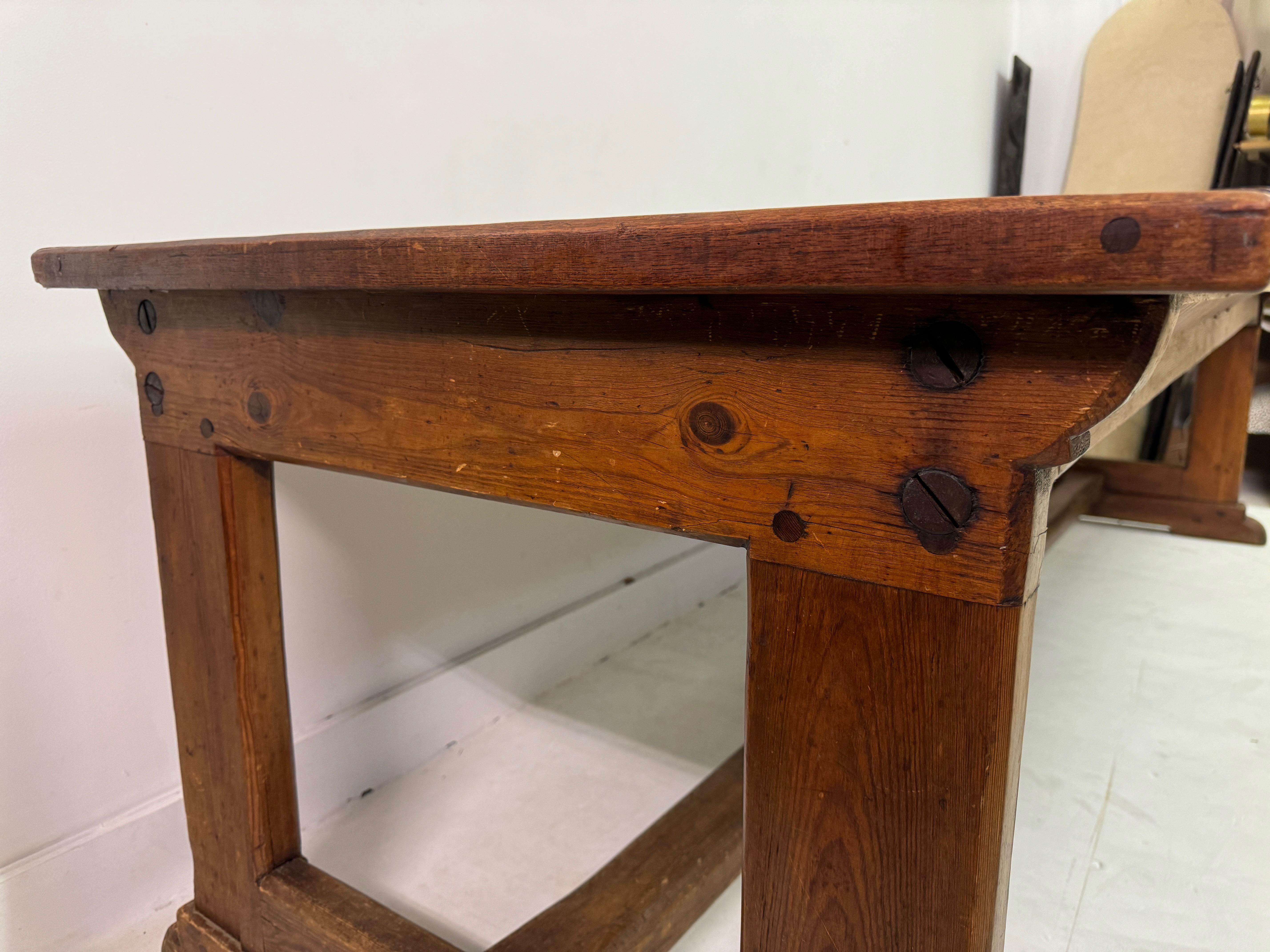 Large Teak and Pine Refectory Table For Sale 3