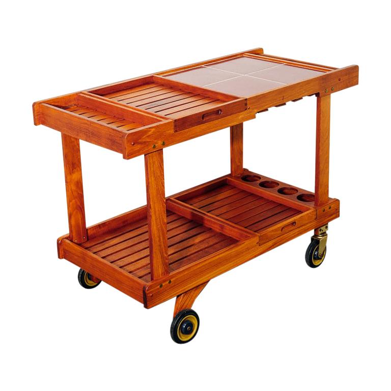 Large Teak Bar Cart