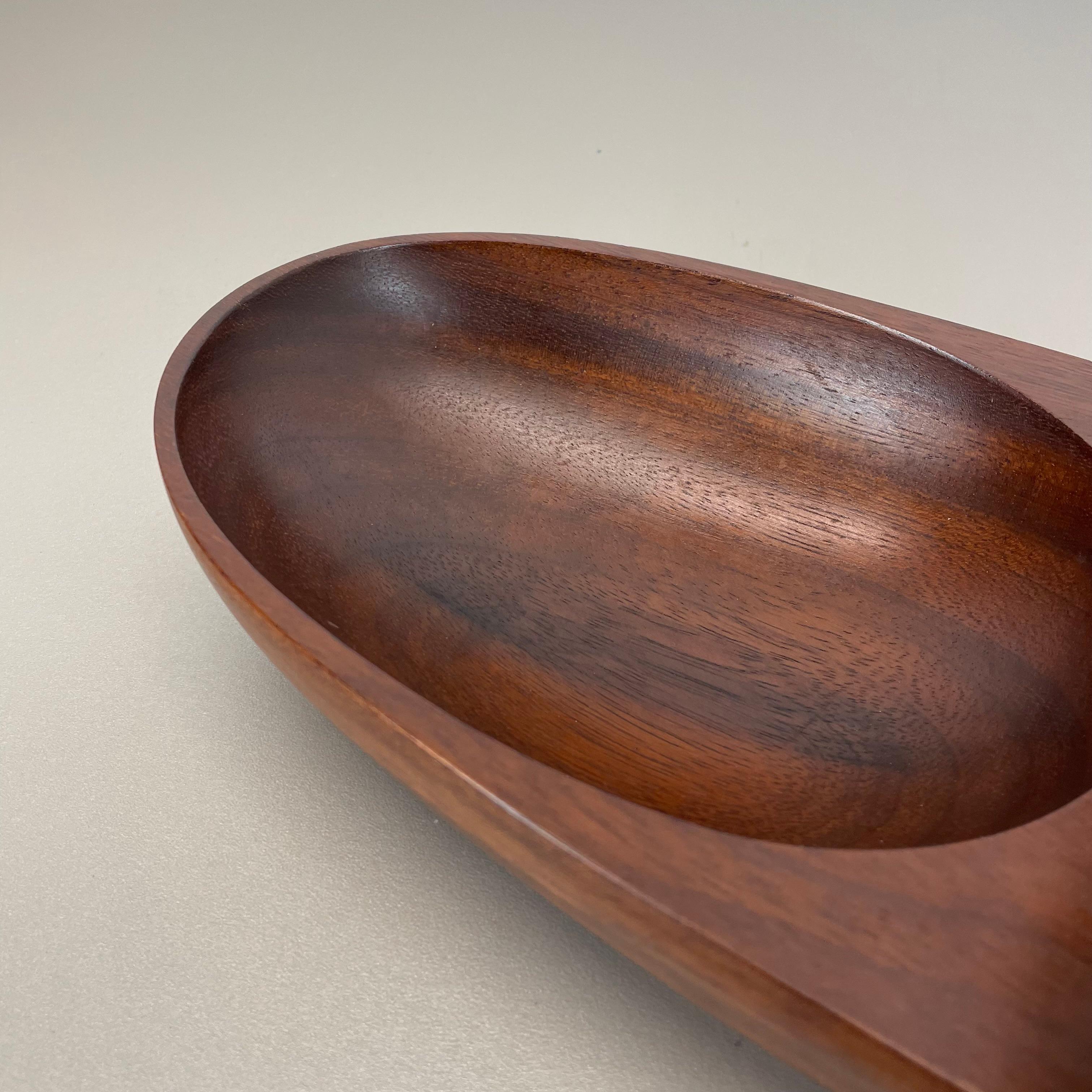 Grande ciotola in teak con manico in ottone e pelle di Carl Auböck, Austria, anni '50 in vendita 4