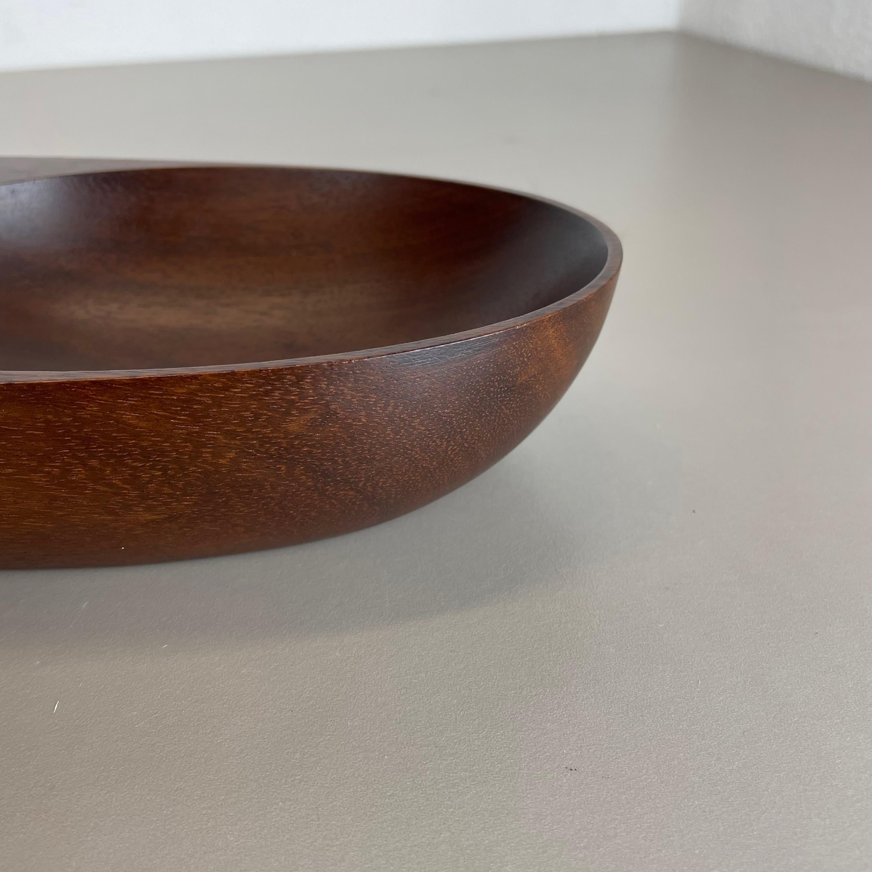 Large Teak Bowl with Brass and Leather Handle by Carl Auböck, Austria, 1950s For Sale 6