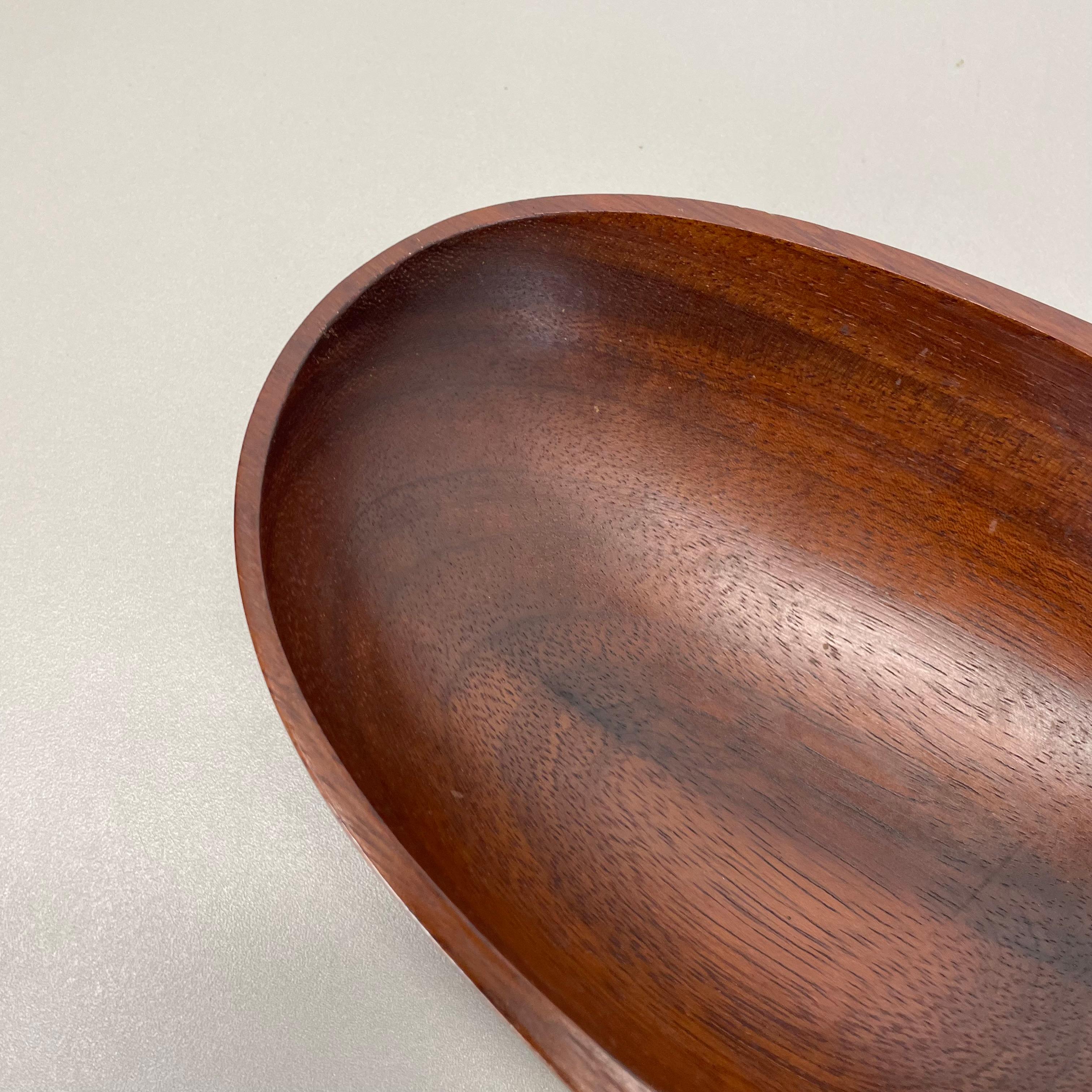 Grande ciotola in teak con manico in ottone e pelle di Carl Auböck, Austria, anni '50 in vendita 5