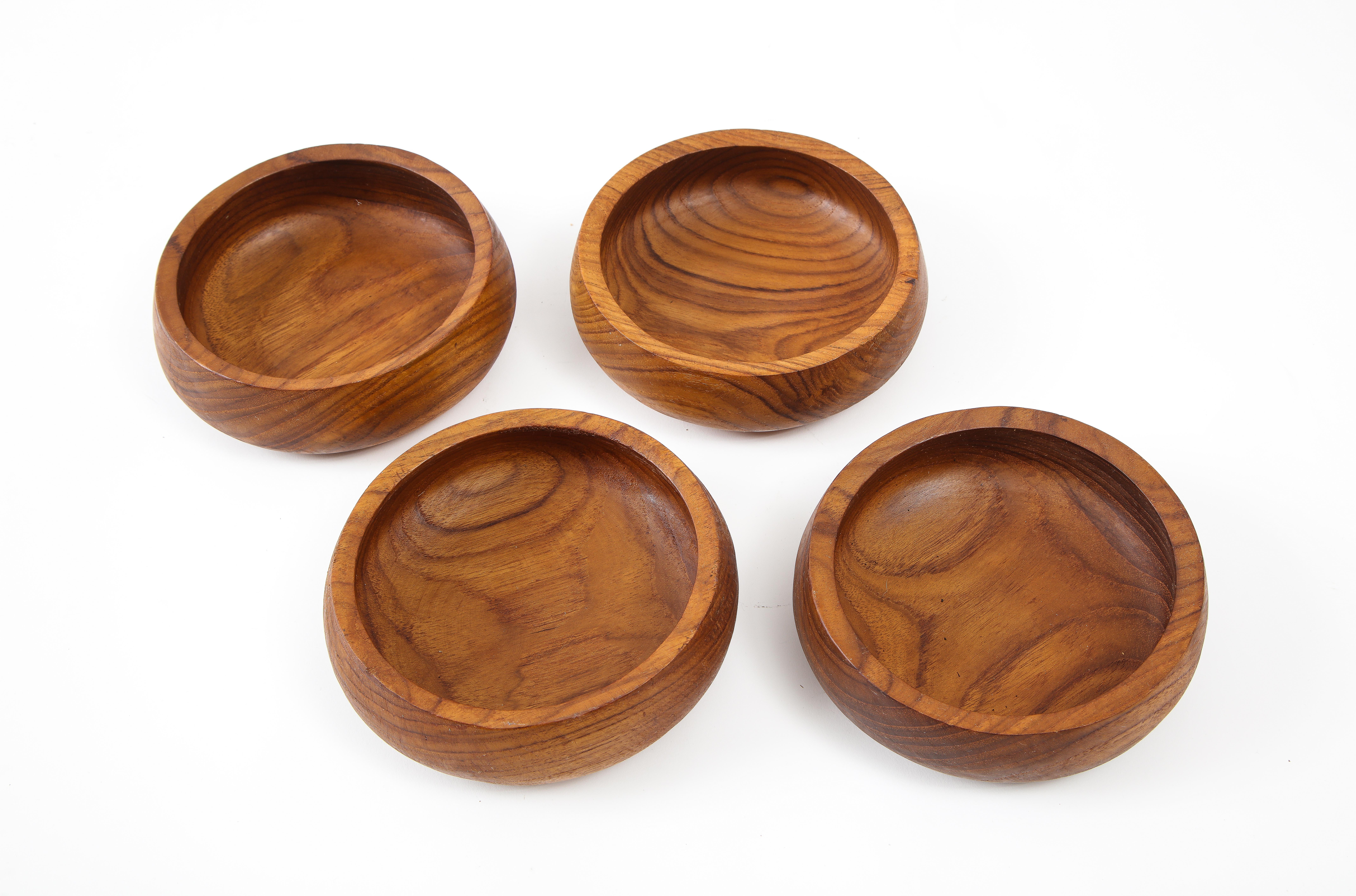 Mid-Century Modern Large Teak Bowl with Four Smaller Ones, Sweden 1960's
