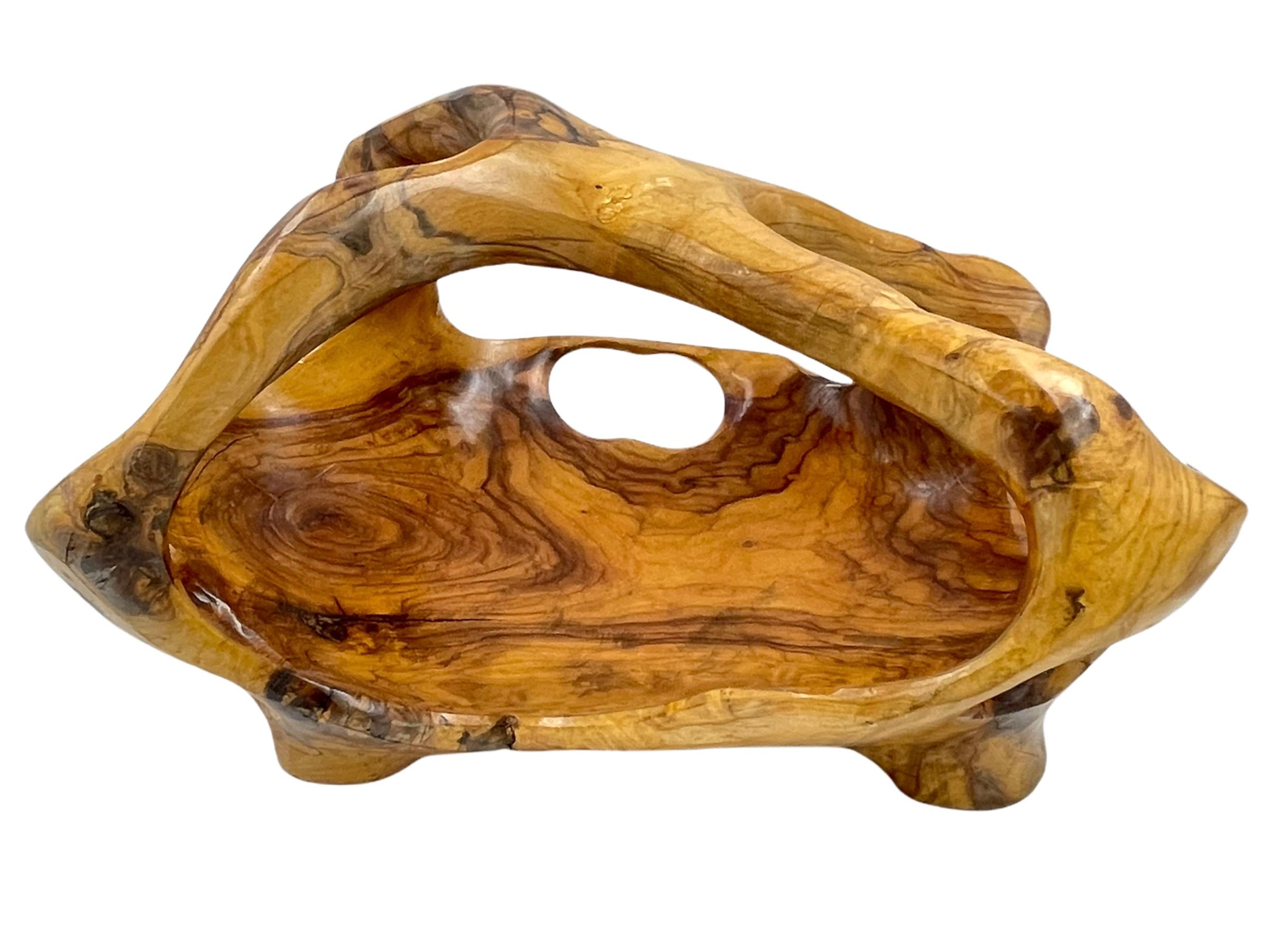 Hand-Crafted Large Teak Burl Wood Centerpiece Bowl For Sale
