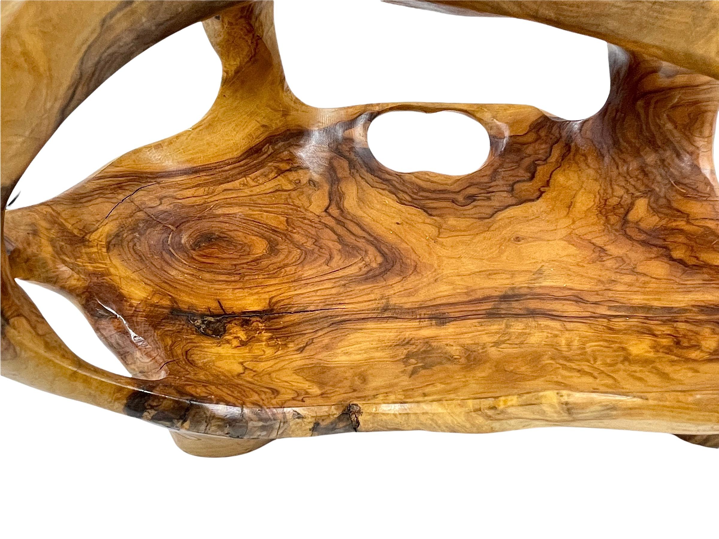 20th Century Large Teak Burl Wood Centerpiece Bowl For Sale