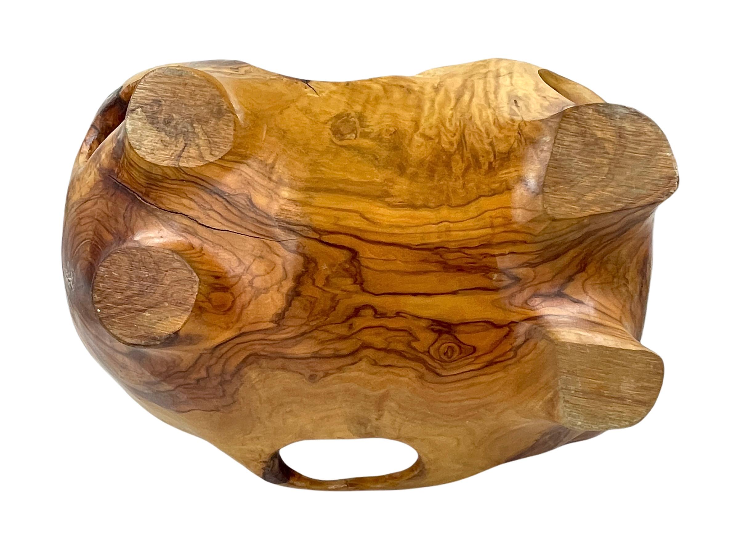 Large Teak Burl Wood Centerpiece Bowl For Sale 1