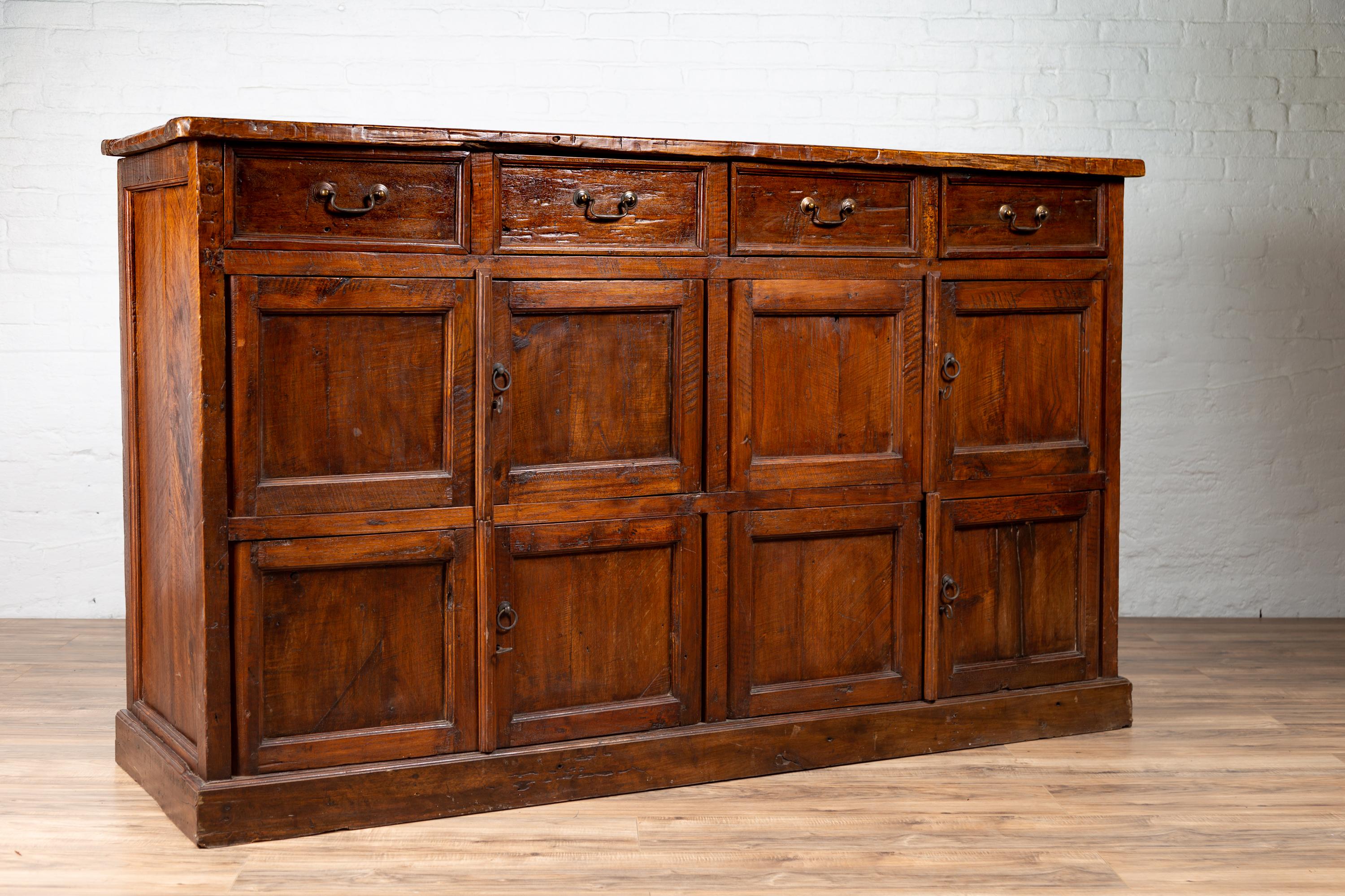 Large Teak Cabinet from Java, with Four Drawers and Four Sets of Double Doors For Sale 6