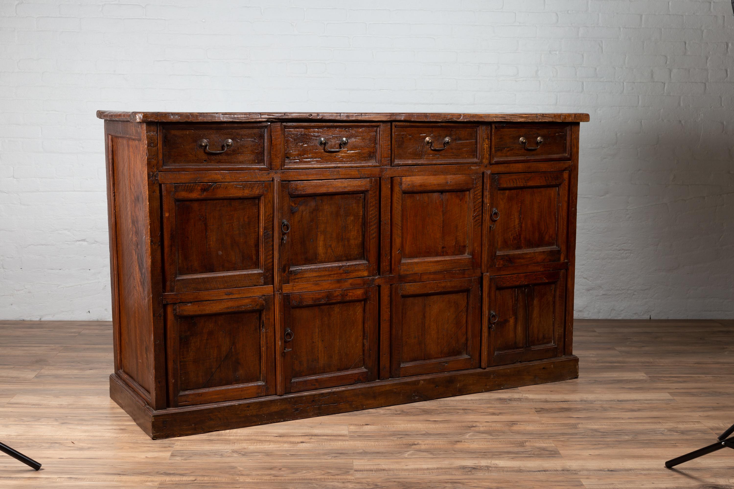 Large Teak Cabinet from Java, with Four Drawers and Four Sets of Double Doors For Sale 7