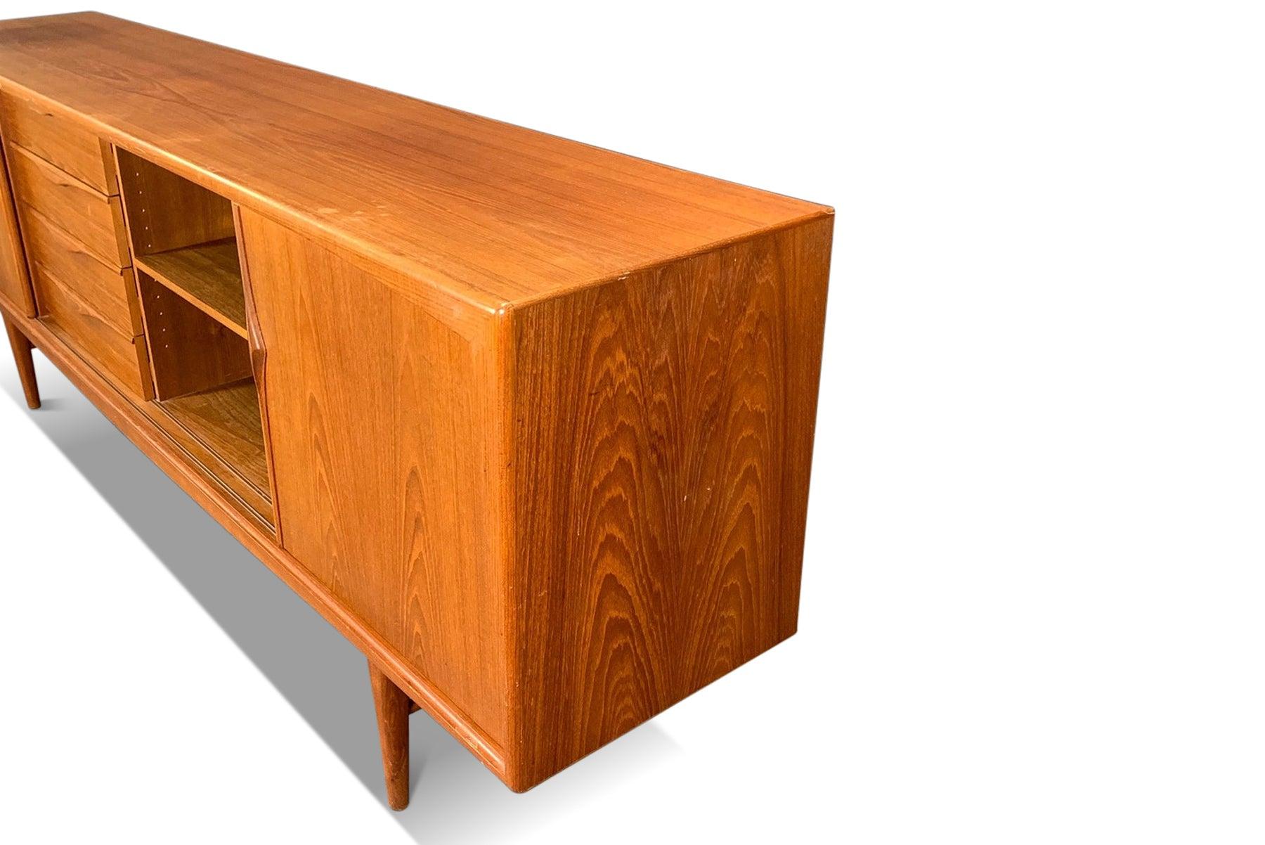 Origin: Denmark
Designer: Axel Christiansen
Manufacturer: ACO Møbler
Era: 1960s
Materials: Teak
Measurements: 94.5″ wide x 18″ deep x 34.75″ tall

Condition: In excellent original condition with typical wear for its vintage. Price includes