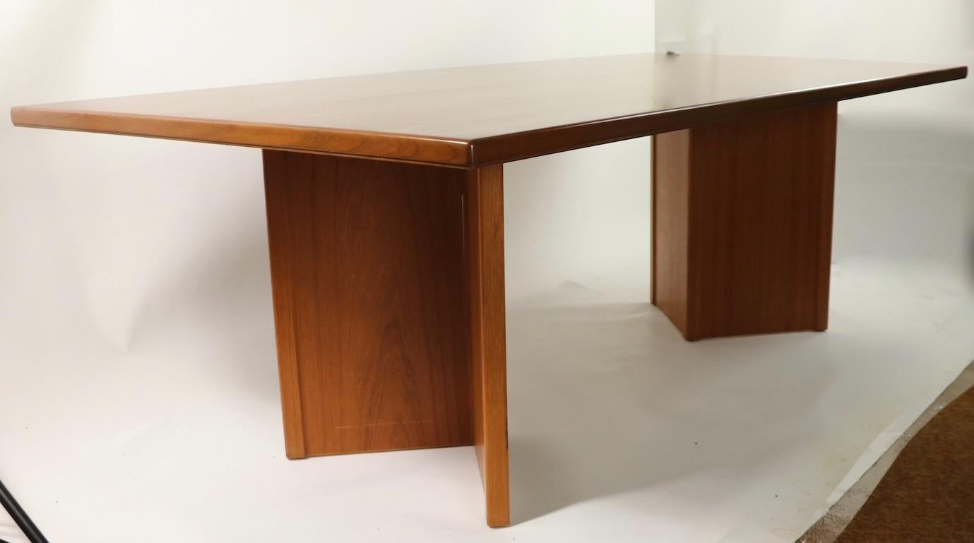 Large Teak Danish Mid Century Conference Dining Table In Good Condition In New York, NY