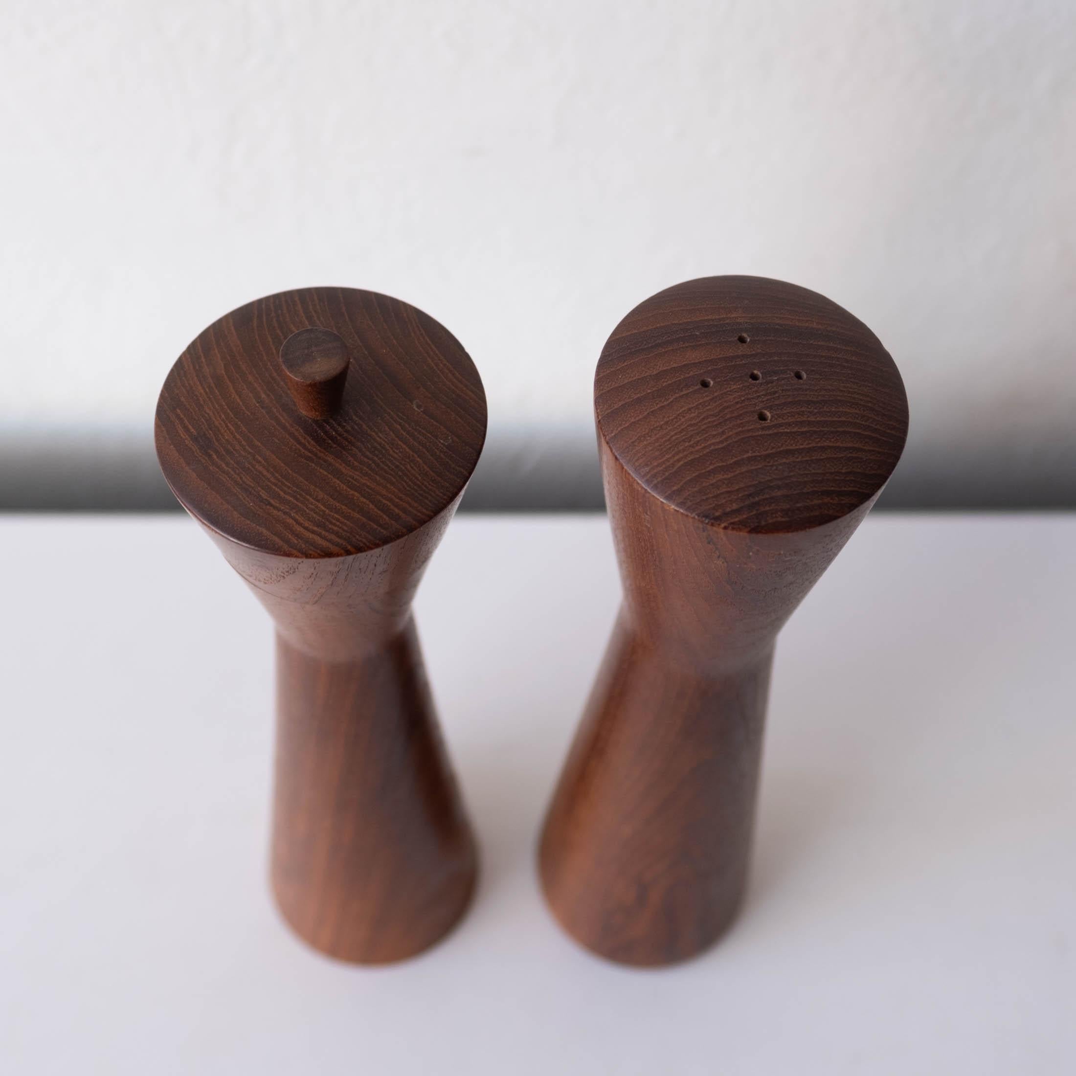 Large Teak Danish Modern Peppermill and Salt Shaker In Good Condition In San Diego, CA