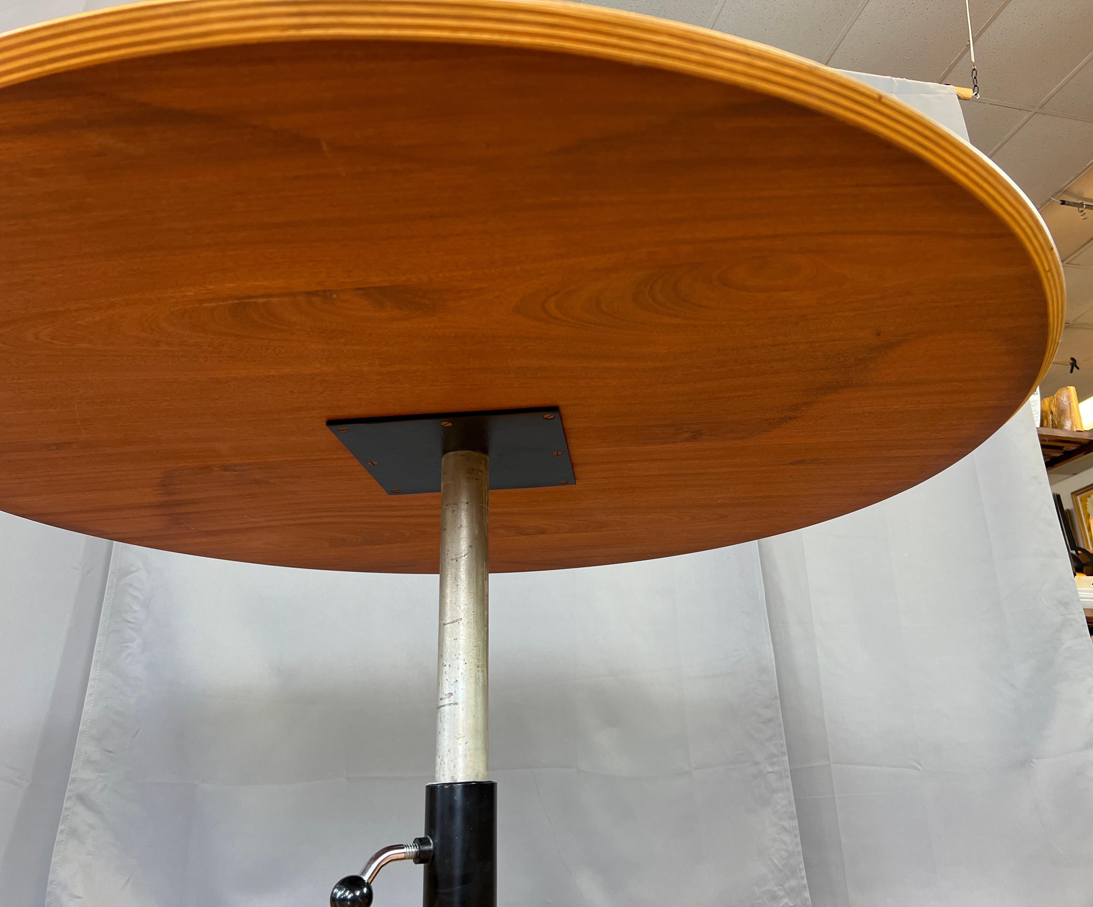 Large Teak Danish Modern Round Adjustable Height Coffee / Dining Table 6