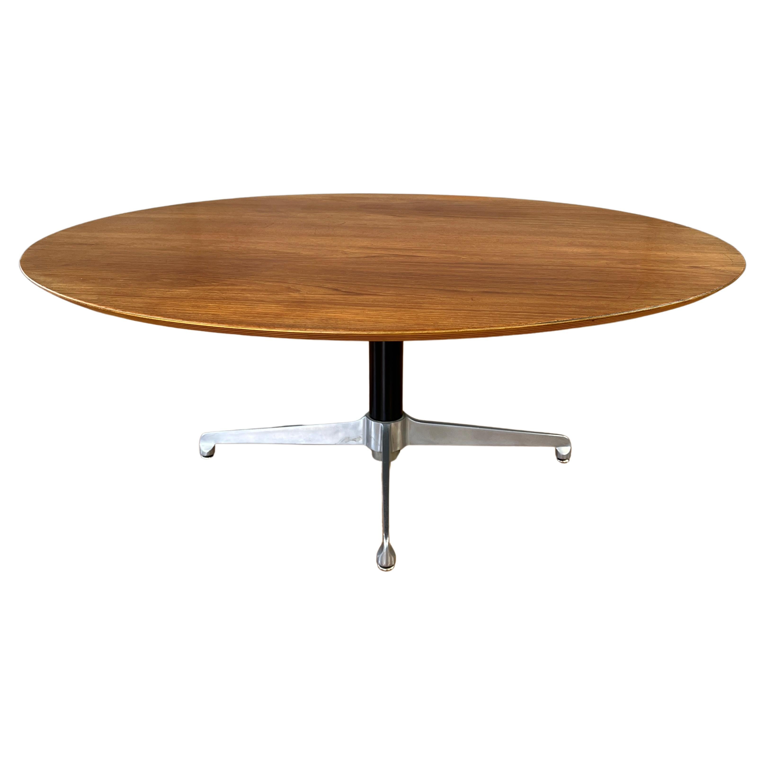 Large Teak Danish Modern Round Adjustable Height Coffee / Dining Table