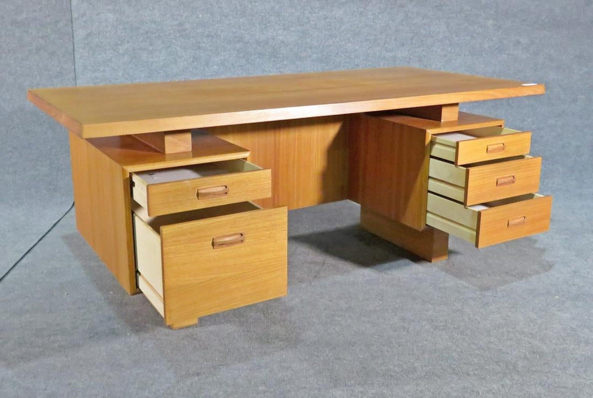 Mid-Century Modern Large Teak Desk