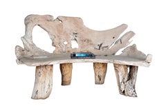 Large Teak Driftwood Bench