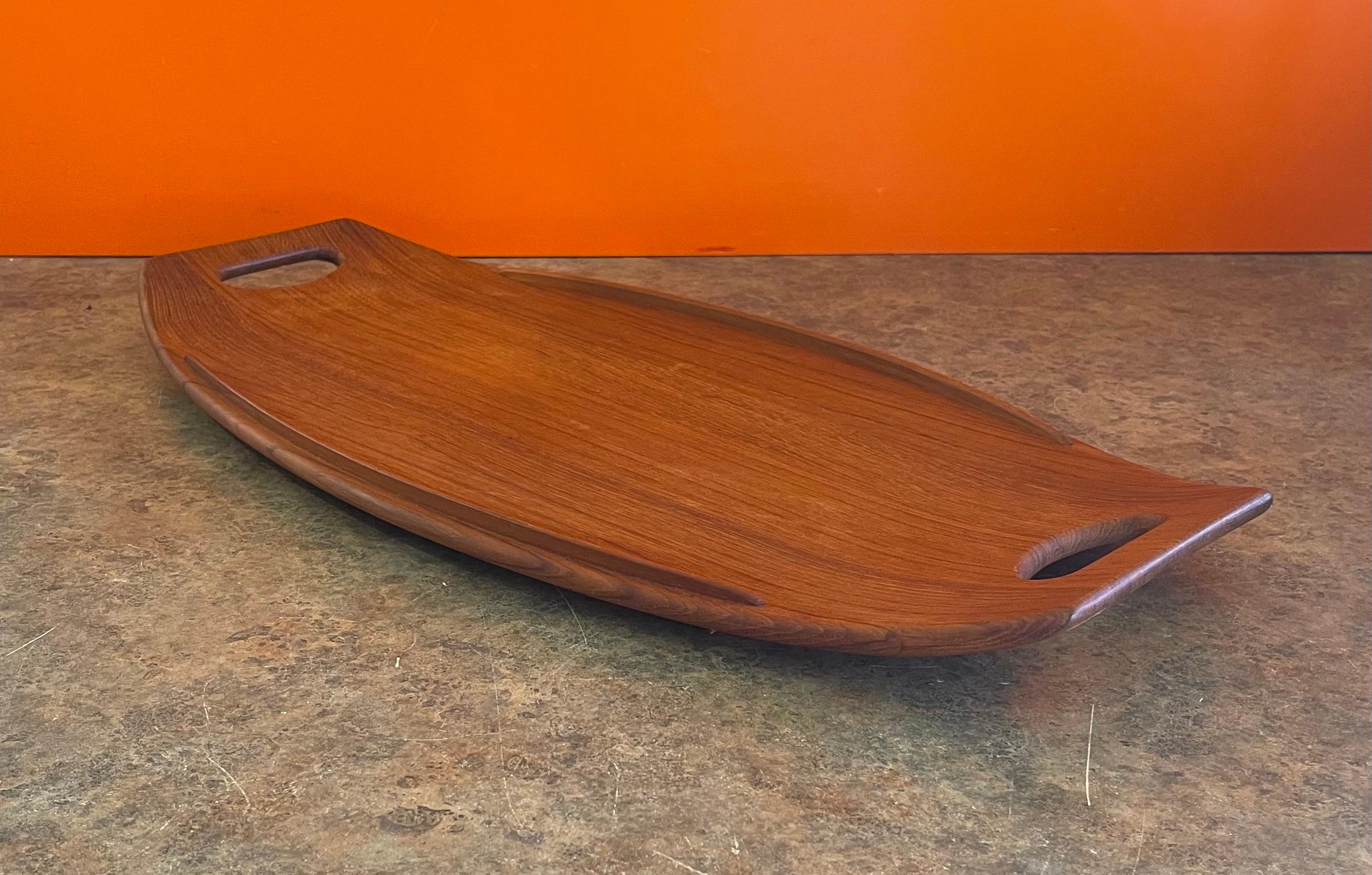 Large Teak Gondola Tray by Jens Quistgaard for Dansk, Early Production 2
