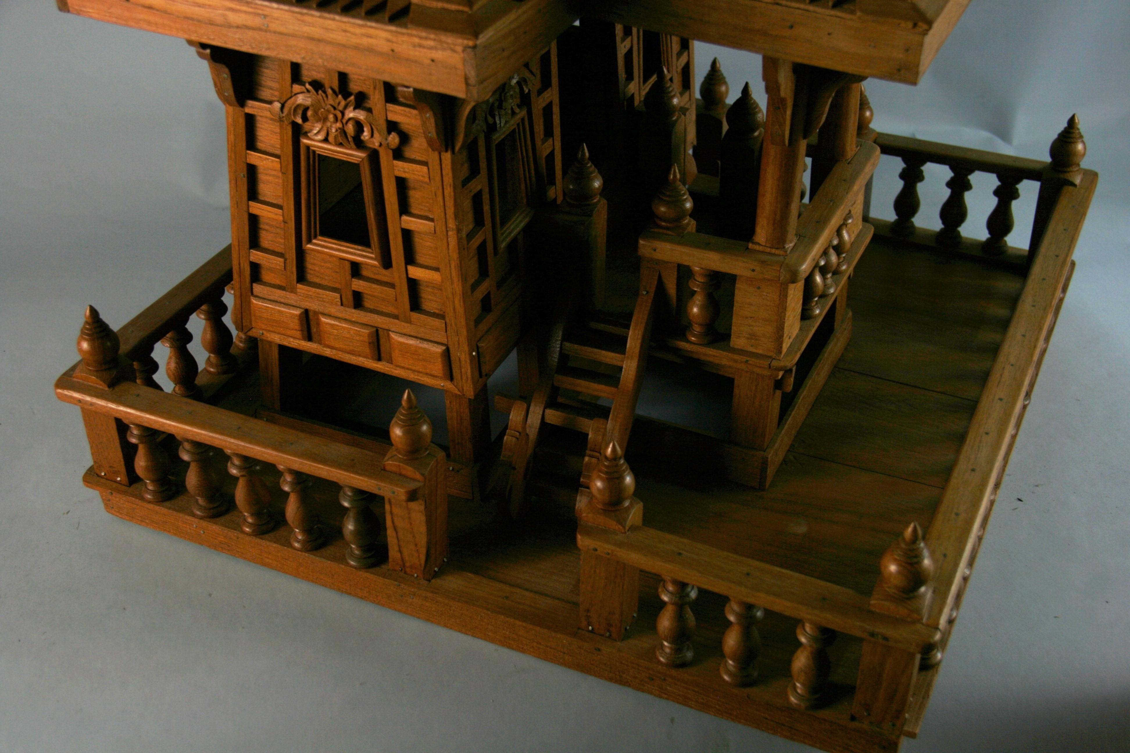 Large Teak Hand Crafted Architectural Model of a Northern Thailand House For Sale 1
