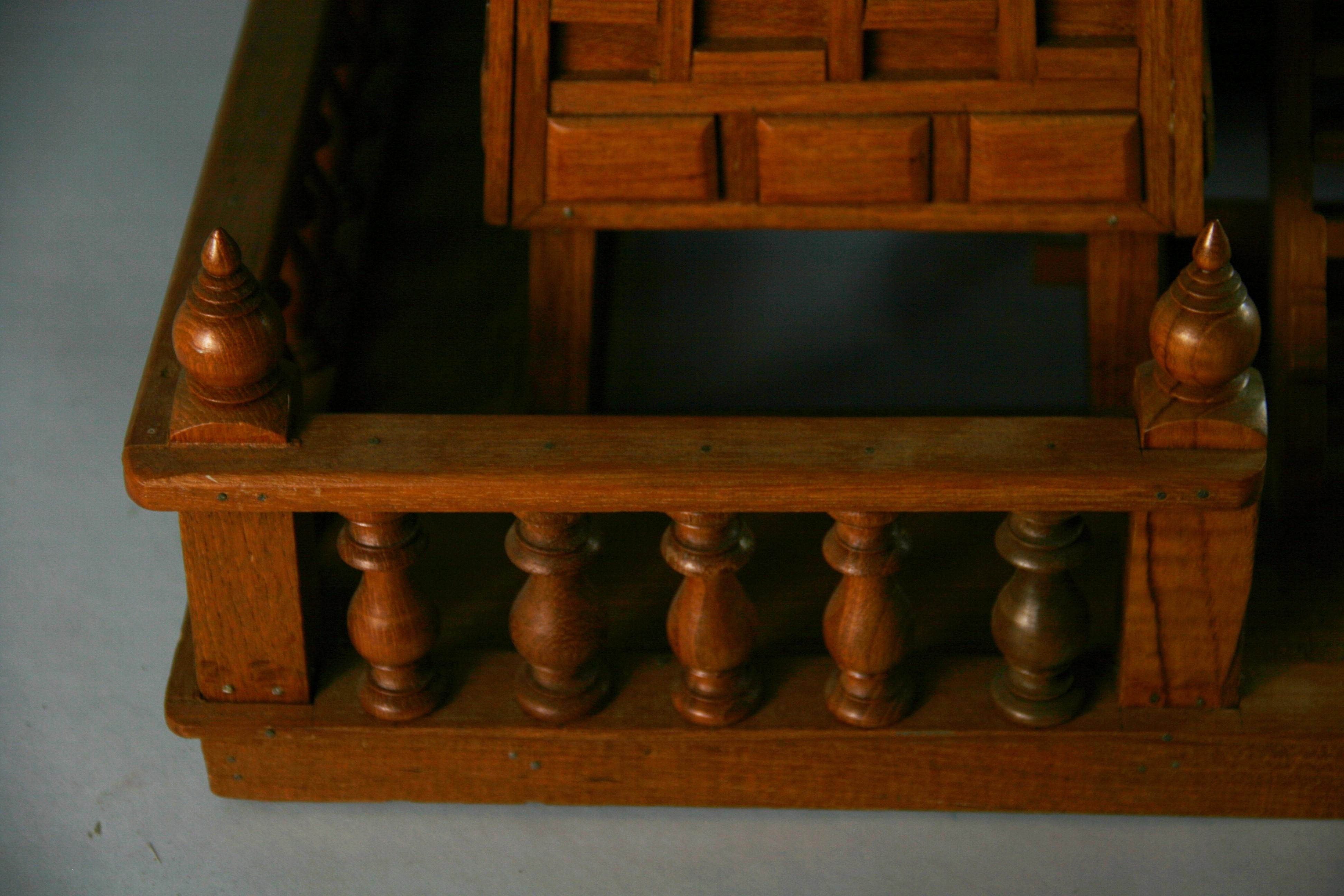 Large Teak Hand Crafted Architectural Model of a Northern Thailand Spirit  House For Sale 3
