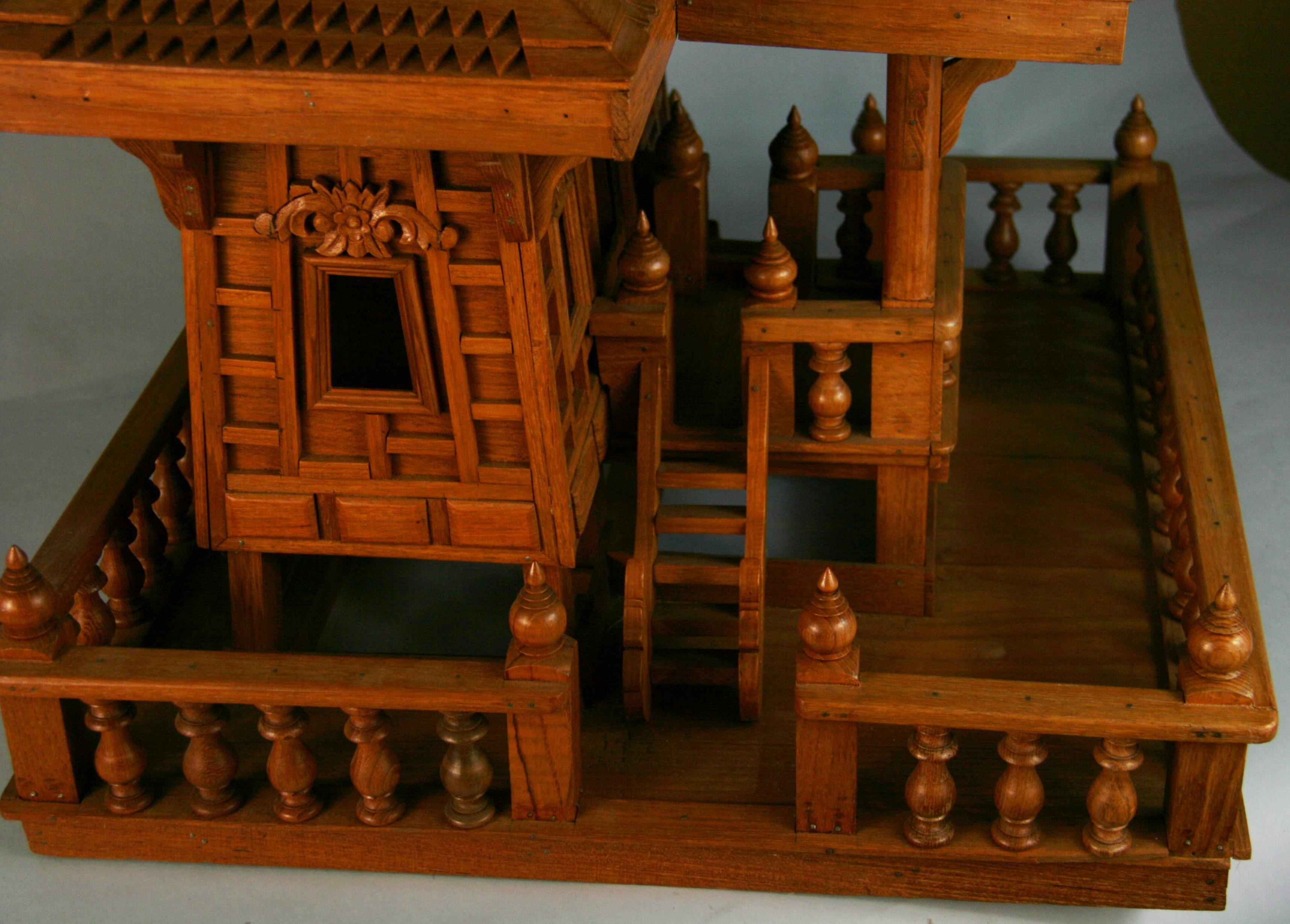 Large Teak Hand Crafted Architectural Model of a Northern Thailand House For Sale 4