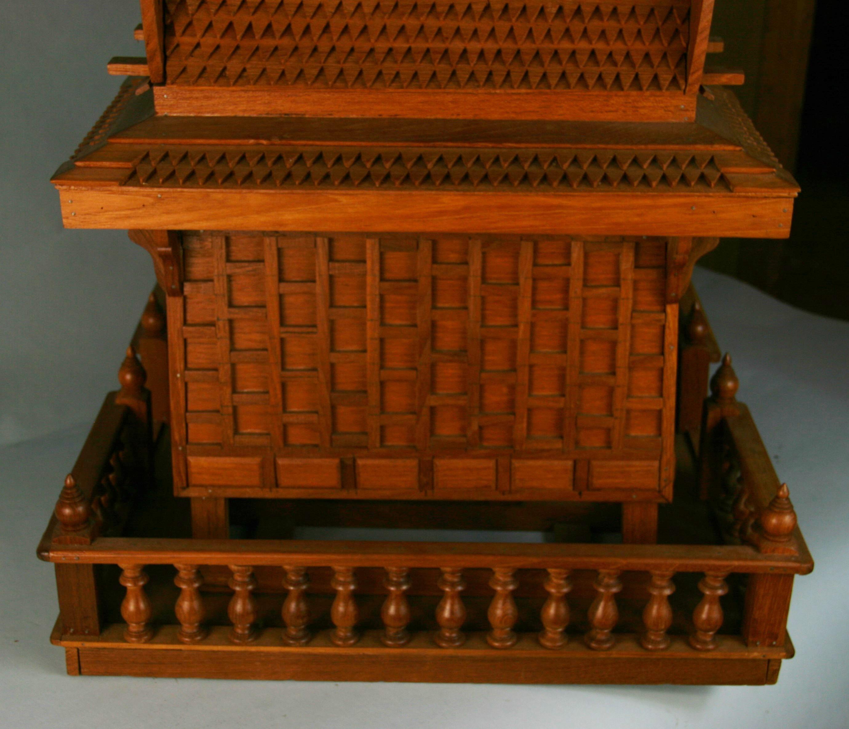 Large Teak Hand Crafted Architectural Model of a Northern Thailand House For Sale 6