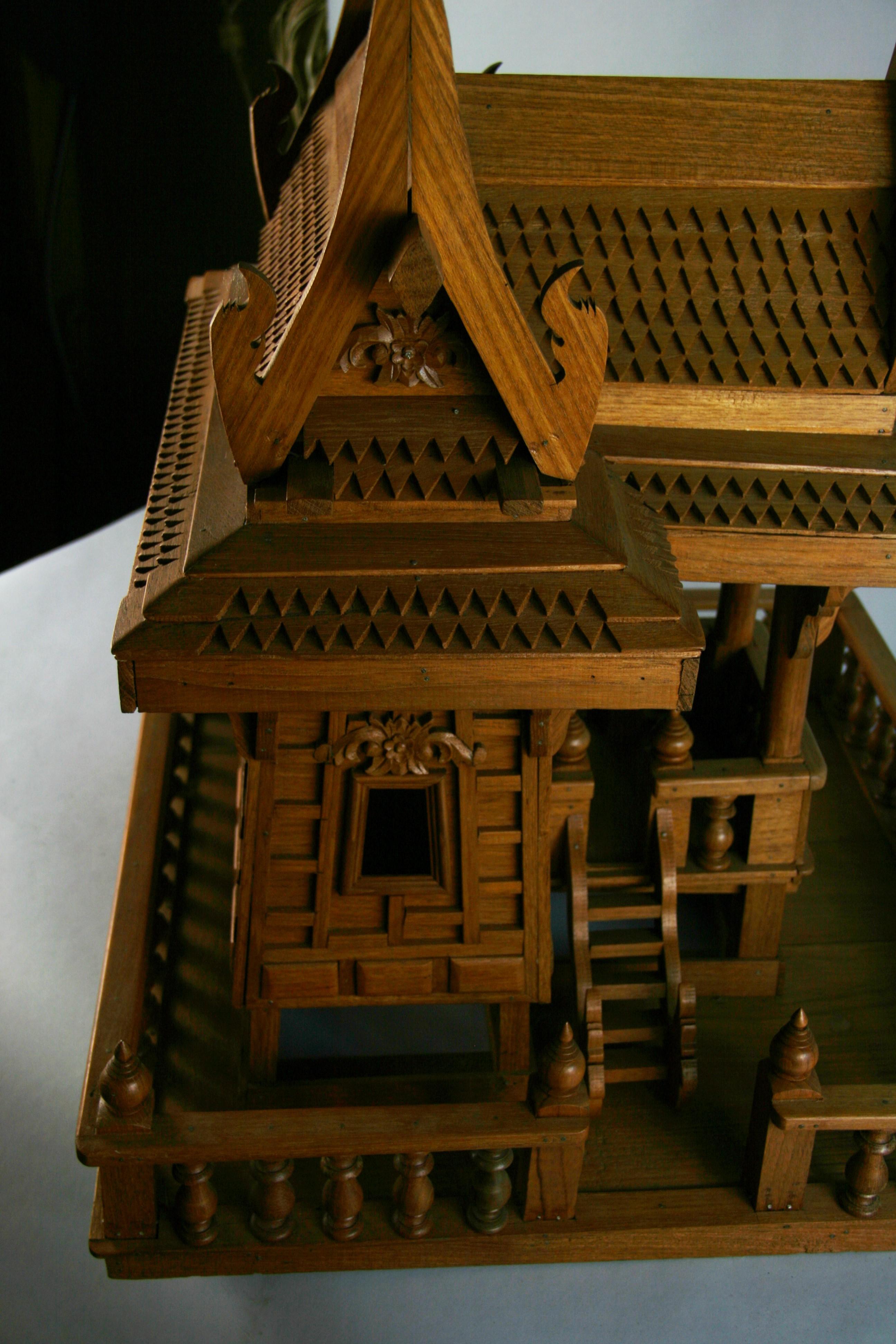 Large Teak Hand Crafted Architectural Model of a Northern Thailand House For Sale 8