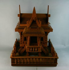 Large Teak Hand Crafted Architectural Model of a Northern Thailand Spirit  House
