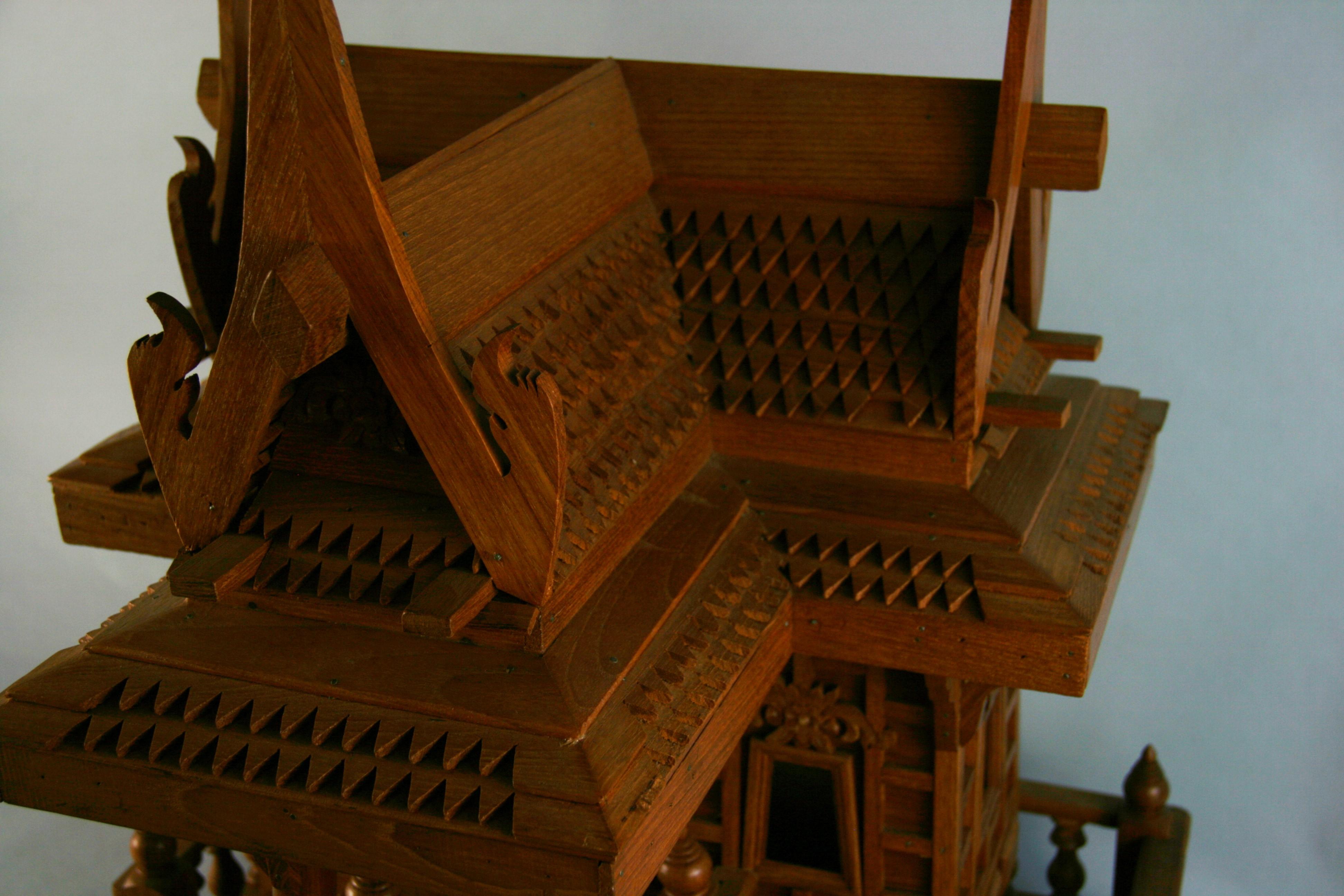 Large Teak Hand Crafted Architectural Model of a Northern Thailand House For Sale 11