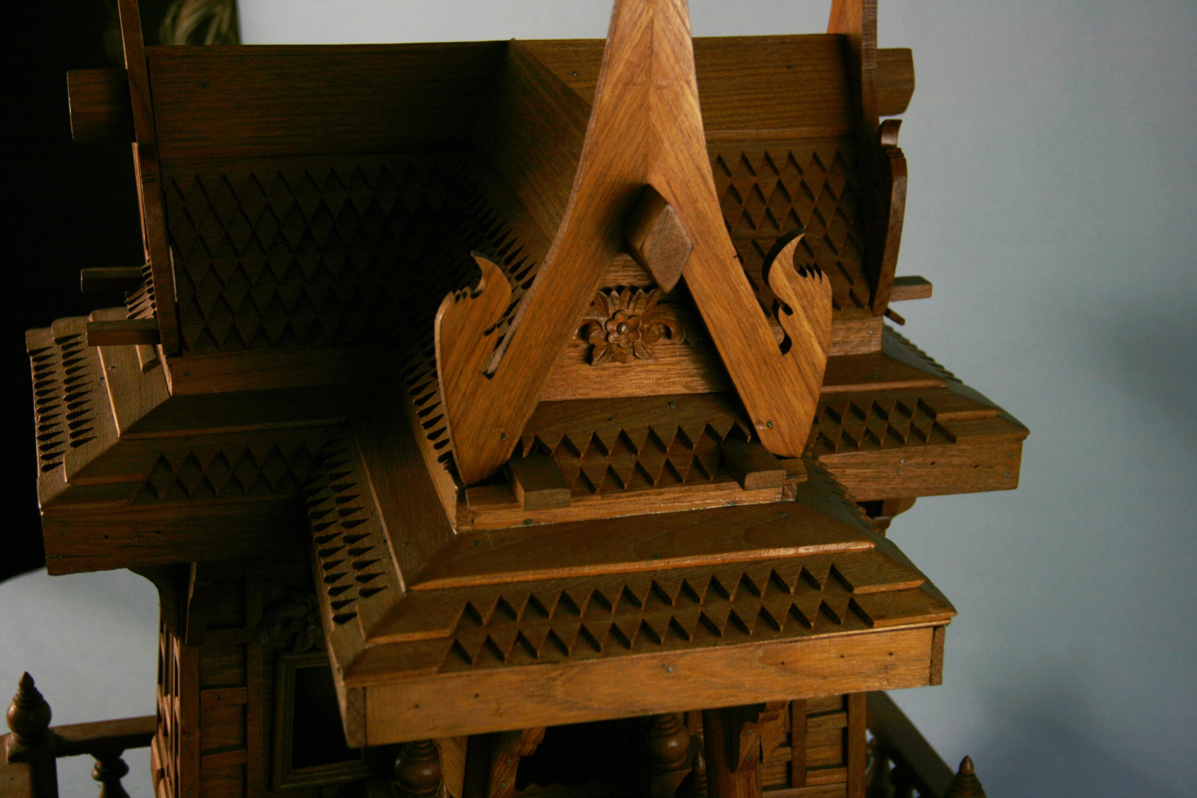 Late 20th Century Large Teak Hand Crafted Architectural Model of a Northern Thailand Spirit  House For Sale