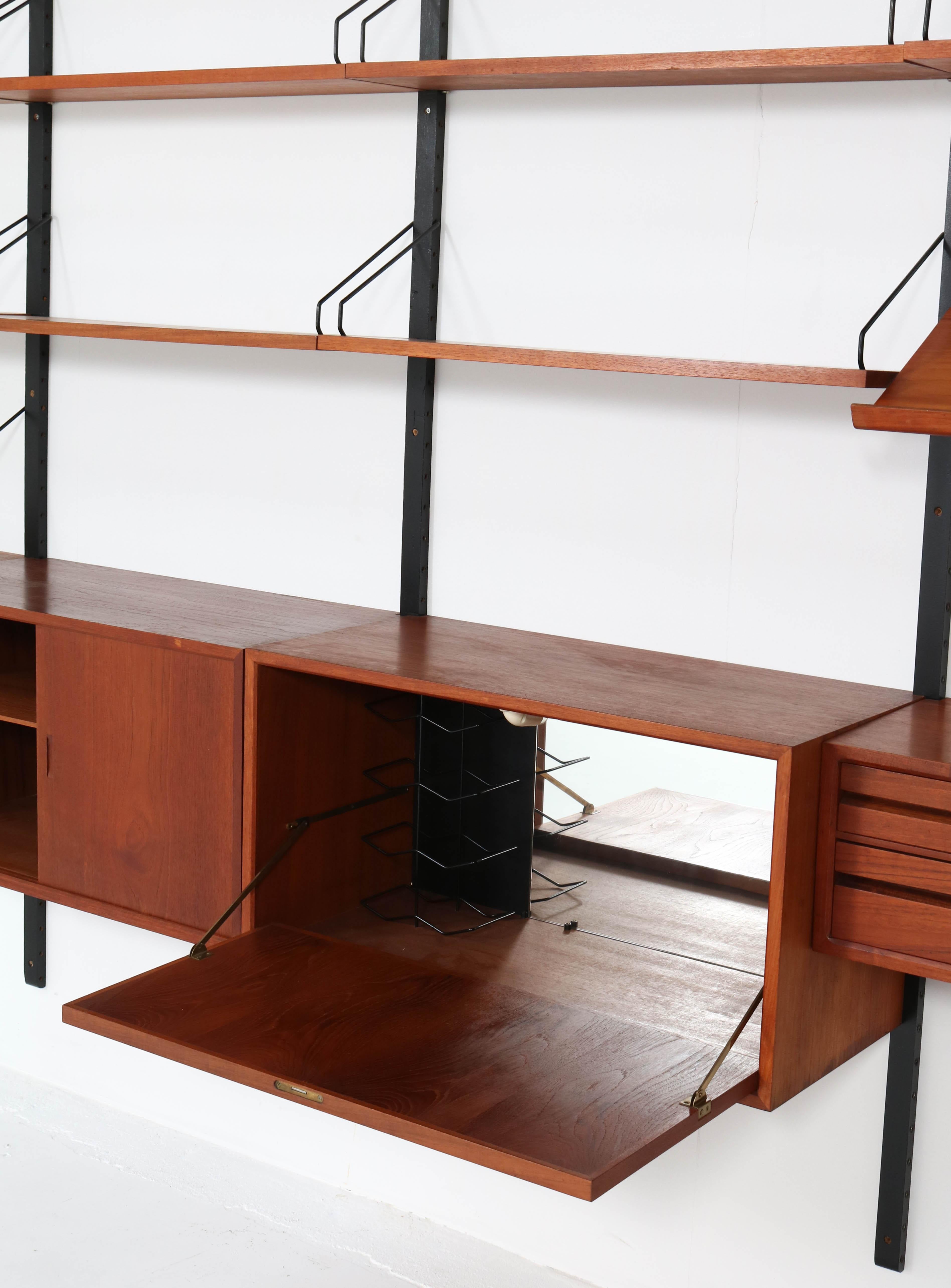 Large Teak Mid-Century Modern Royal Wall Unit by Poul Cadovius, 1950s 9